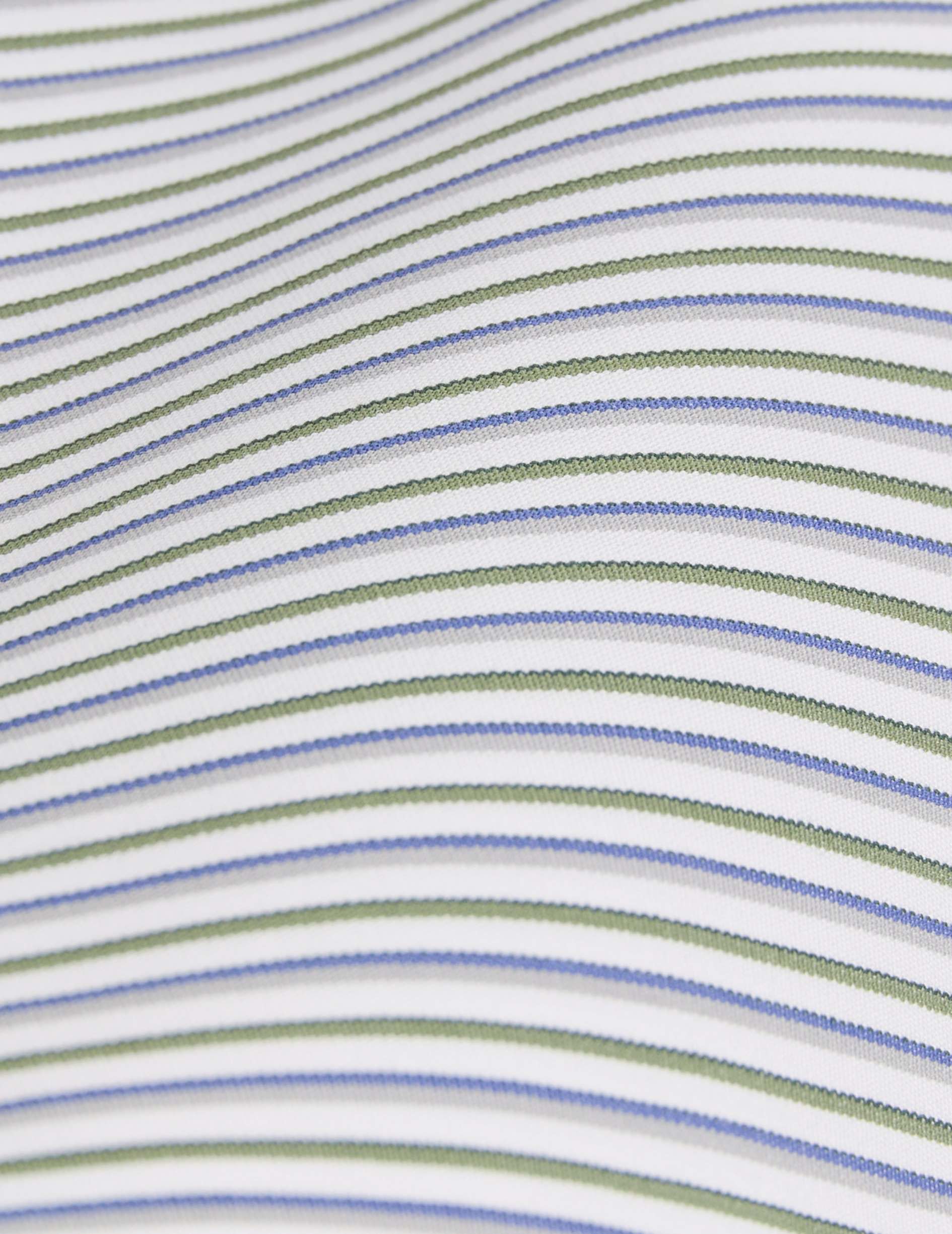 Chemise semi-ajustée rayée verte - Popeline - Col Figaret