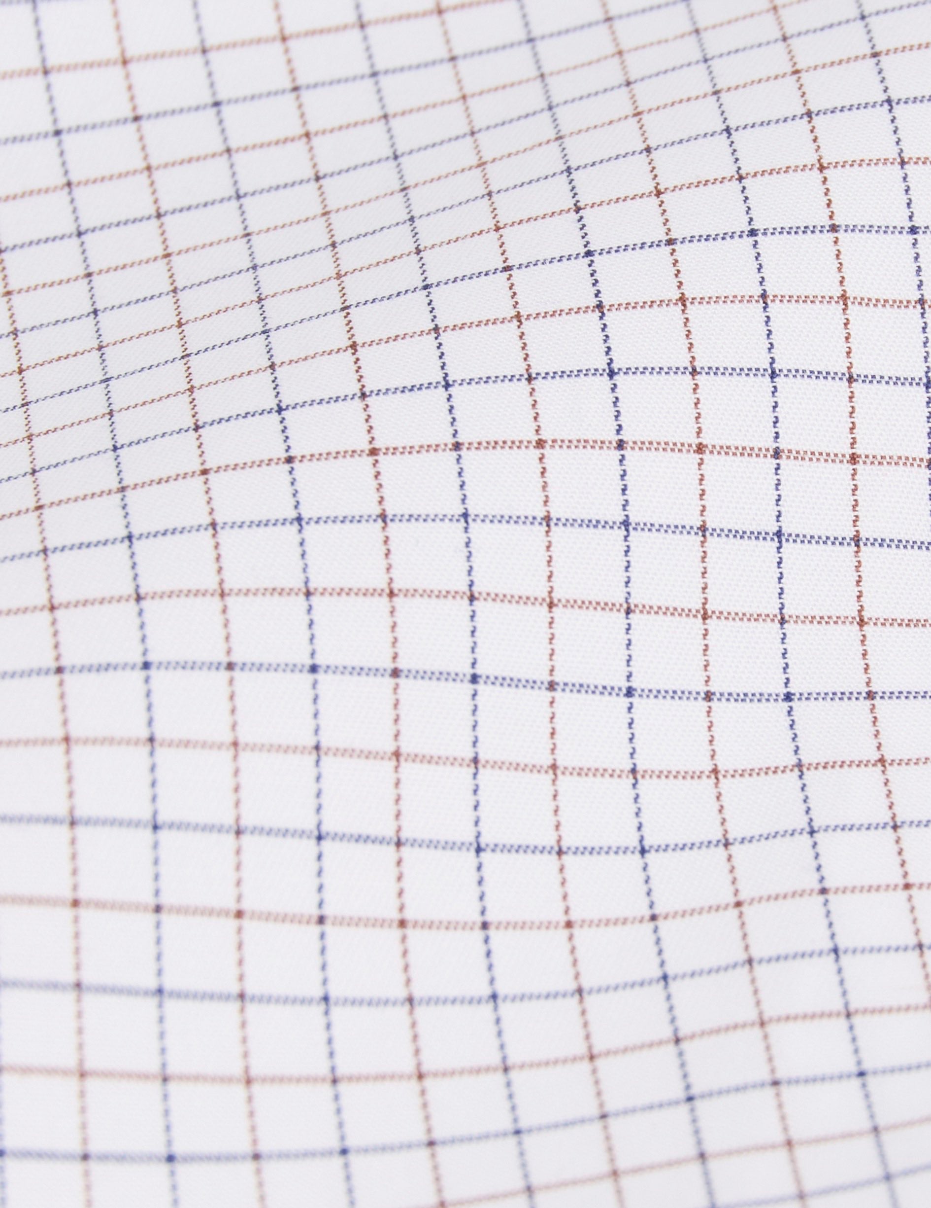 Chemise semi-ajustée à carreaux marron - Twill - Col Figaret