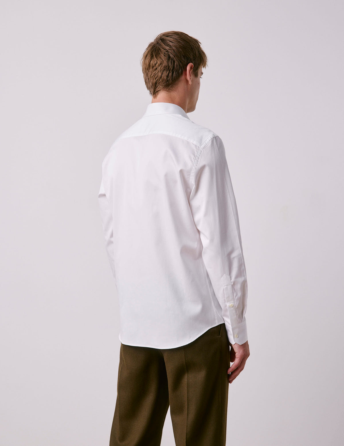 Semi-fitted white Prestige shirt - Satin - Figaret Collar