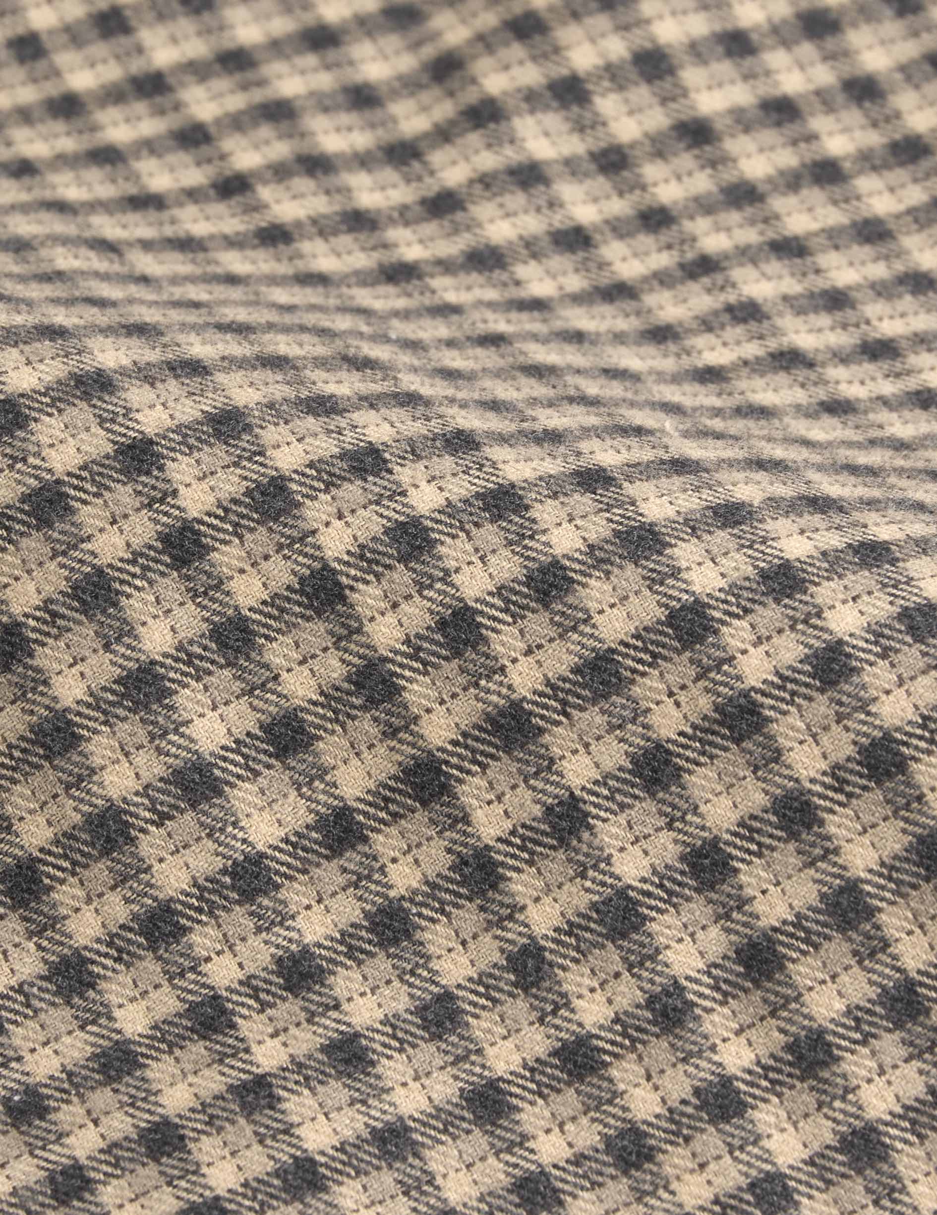 Chemise Florian en flanelle à carreaux beige - Flanelle - Col Français