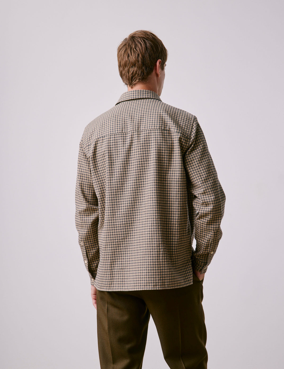 Chemise Florian en flanelle à carreaux beige - Flanelle - Col Français