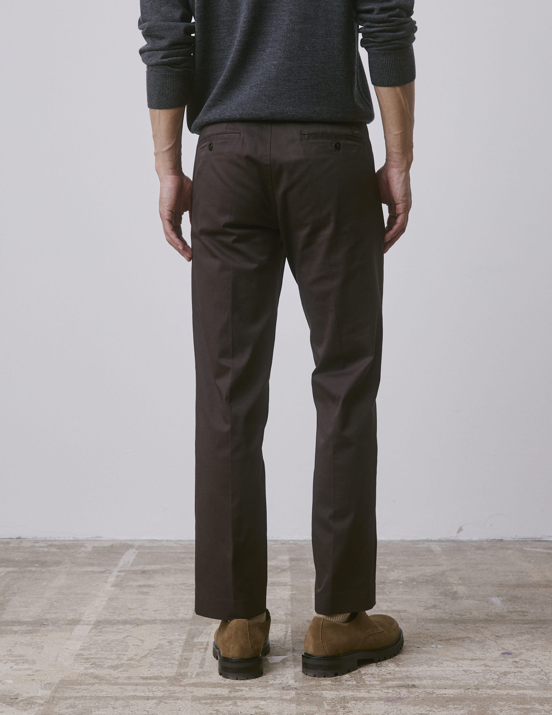 Brown cotton twill Geofrey chinos - Twill