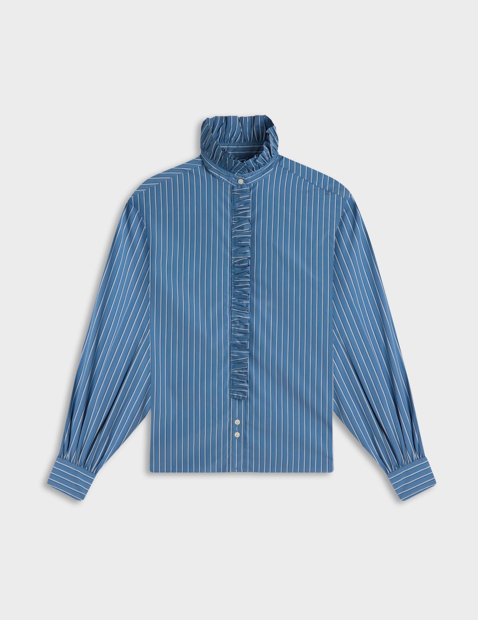 Blue striped Greta shirt - Poplin - Victorian Collar