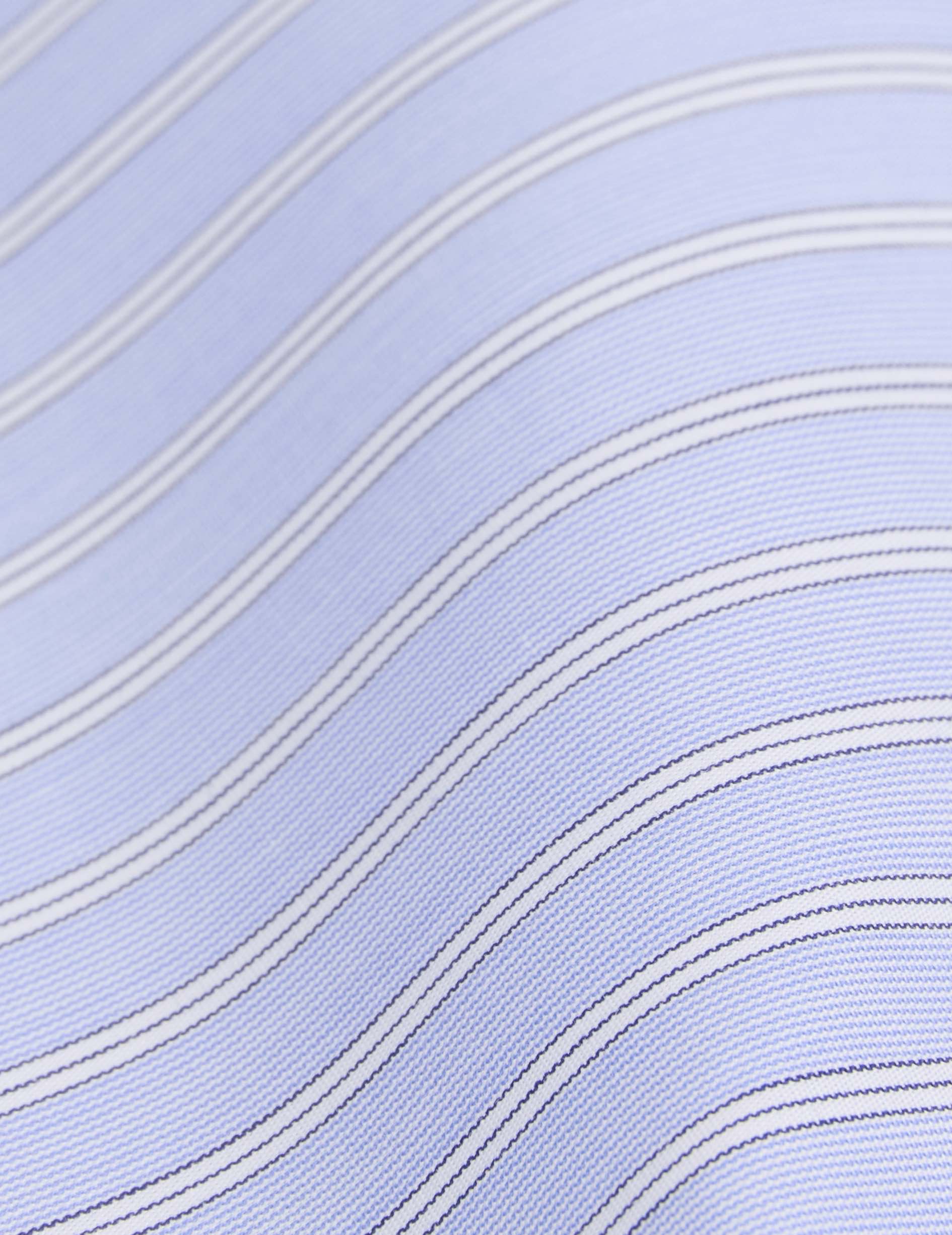 Chemise semi-ajustée rayée bleue - Popeline - Col Inversé