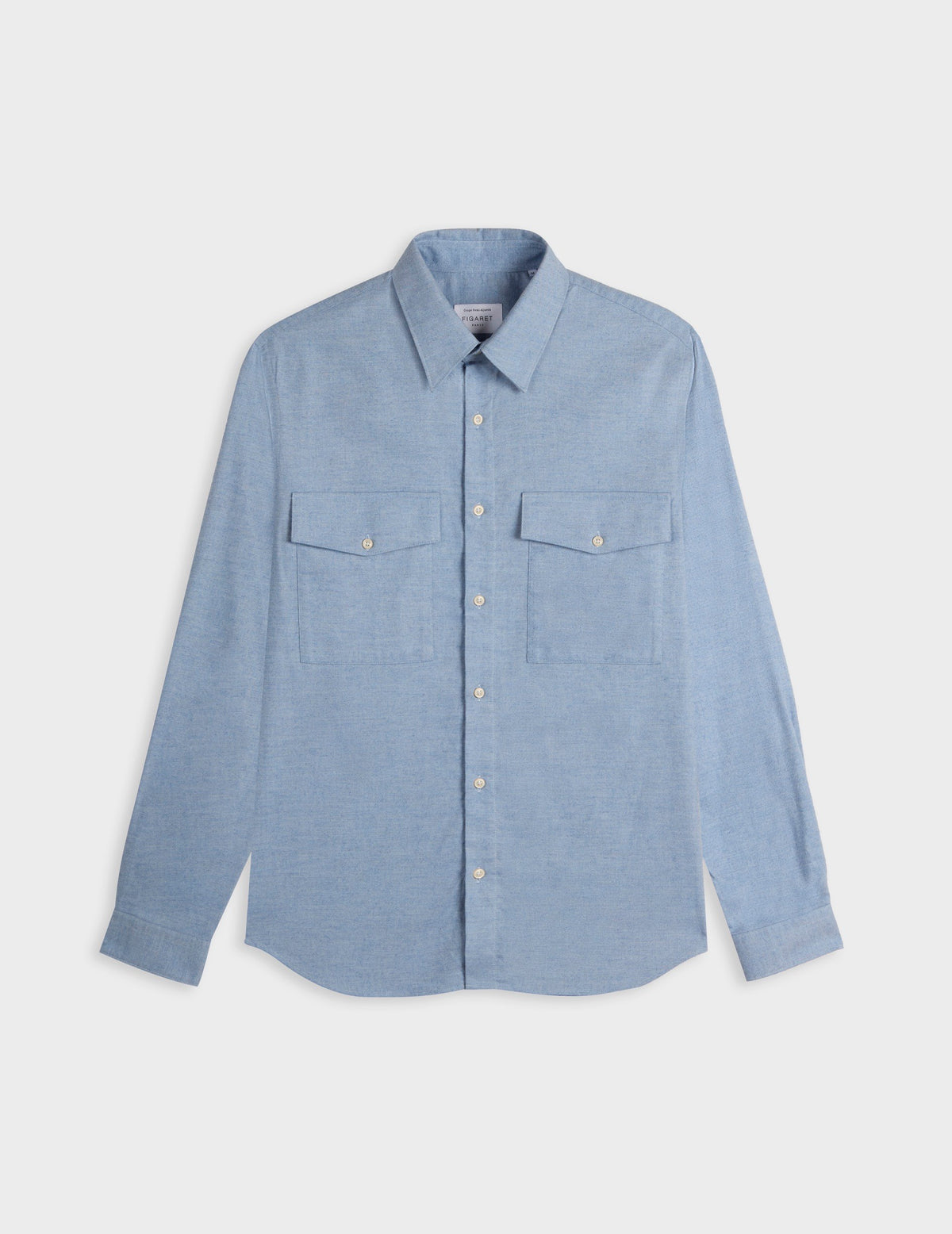 Chemise Irwin en flanelle et cachemire bleu clair - Flanelle - Col Prodigieux