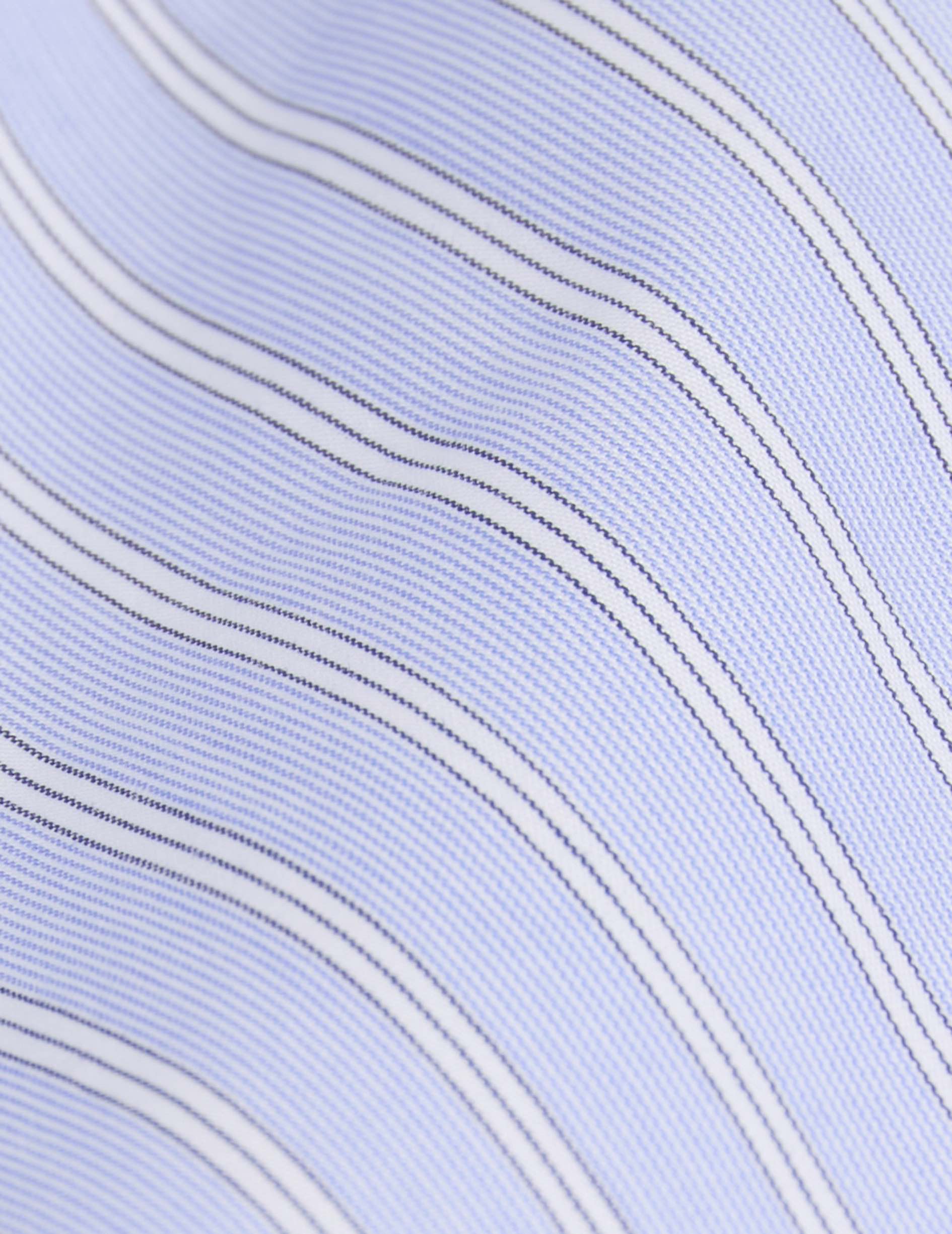 Chemise ajustée rayée bleue - Popeline - Col Italien