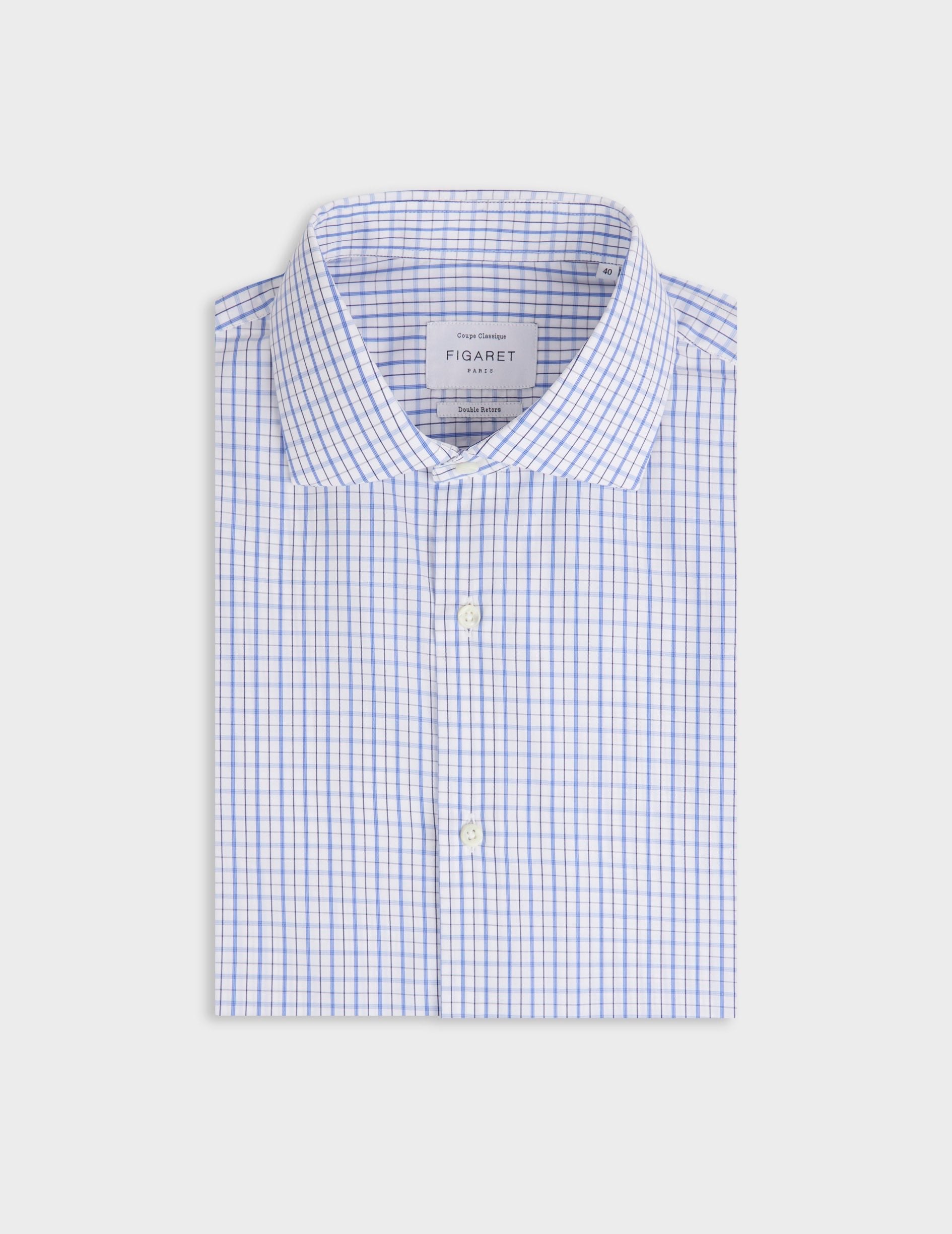 Chemise classique rayée bleue - Popeline - Col Italien
