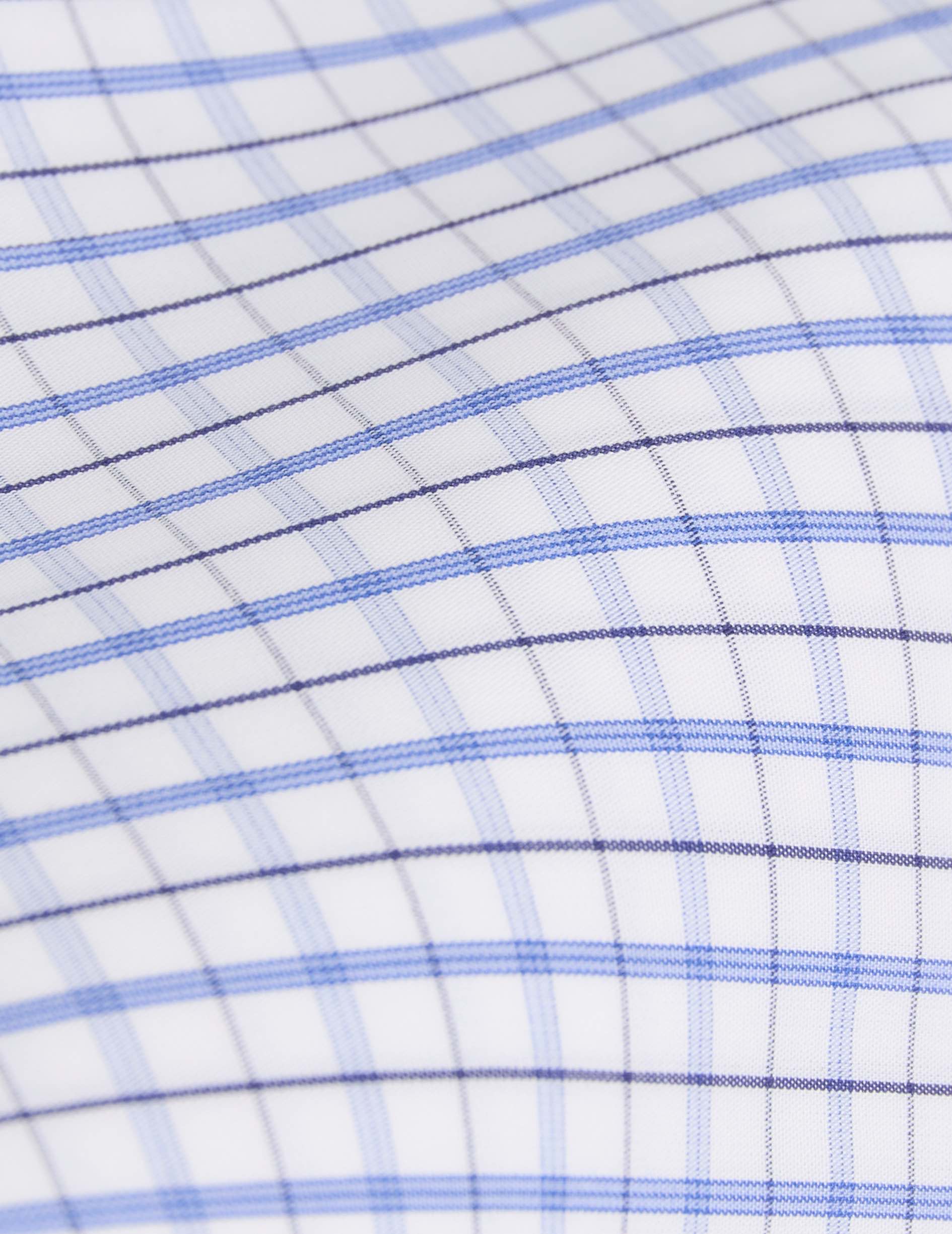 Chemise classique rayée bleue - Popeline - Col Italien