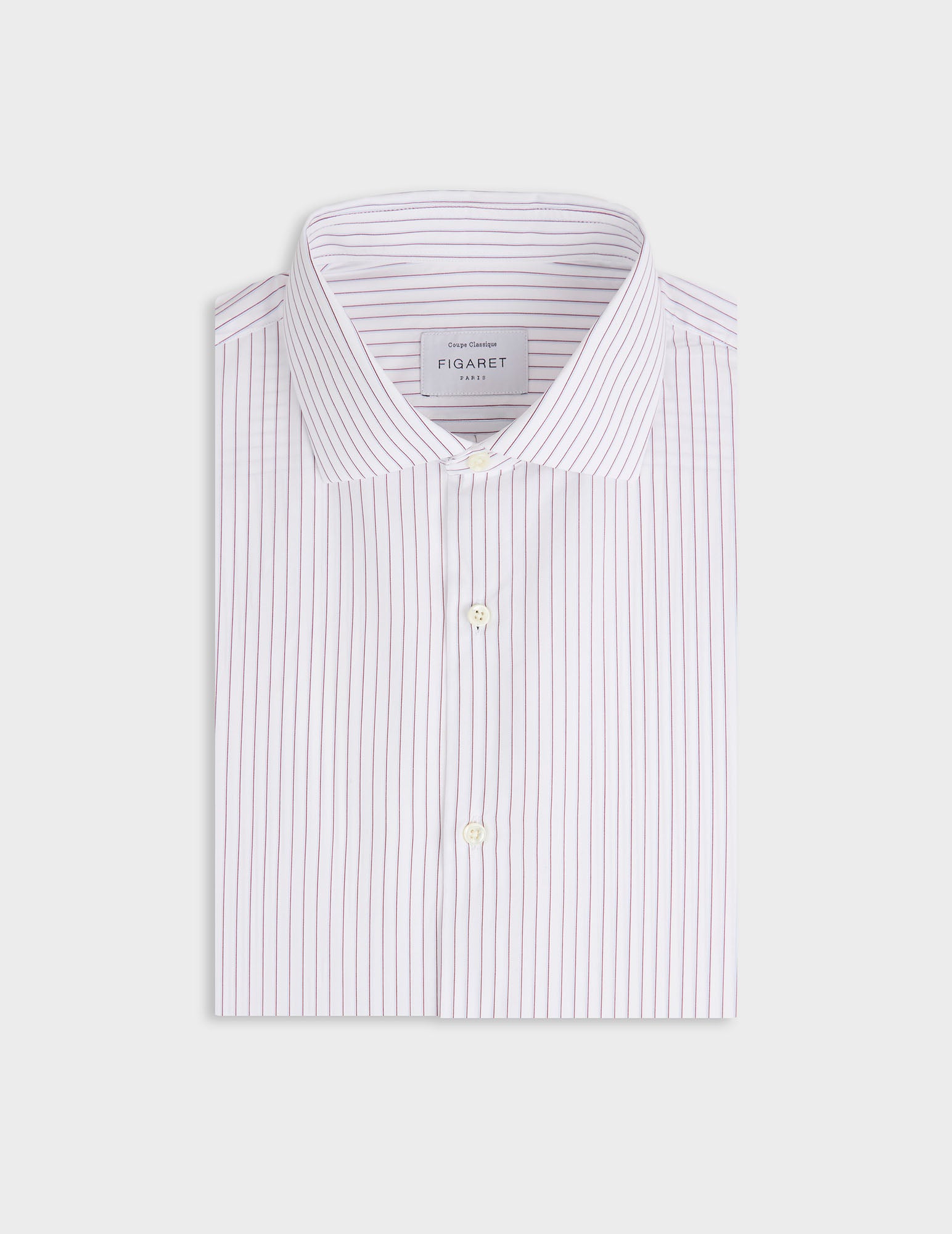 Chemise classique rayée rouge - Popeline - Col Italien