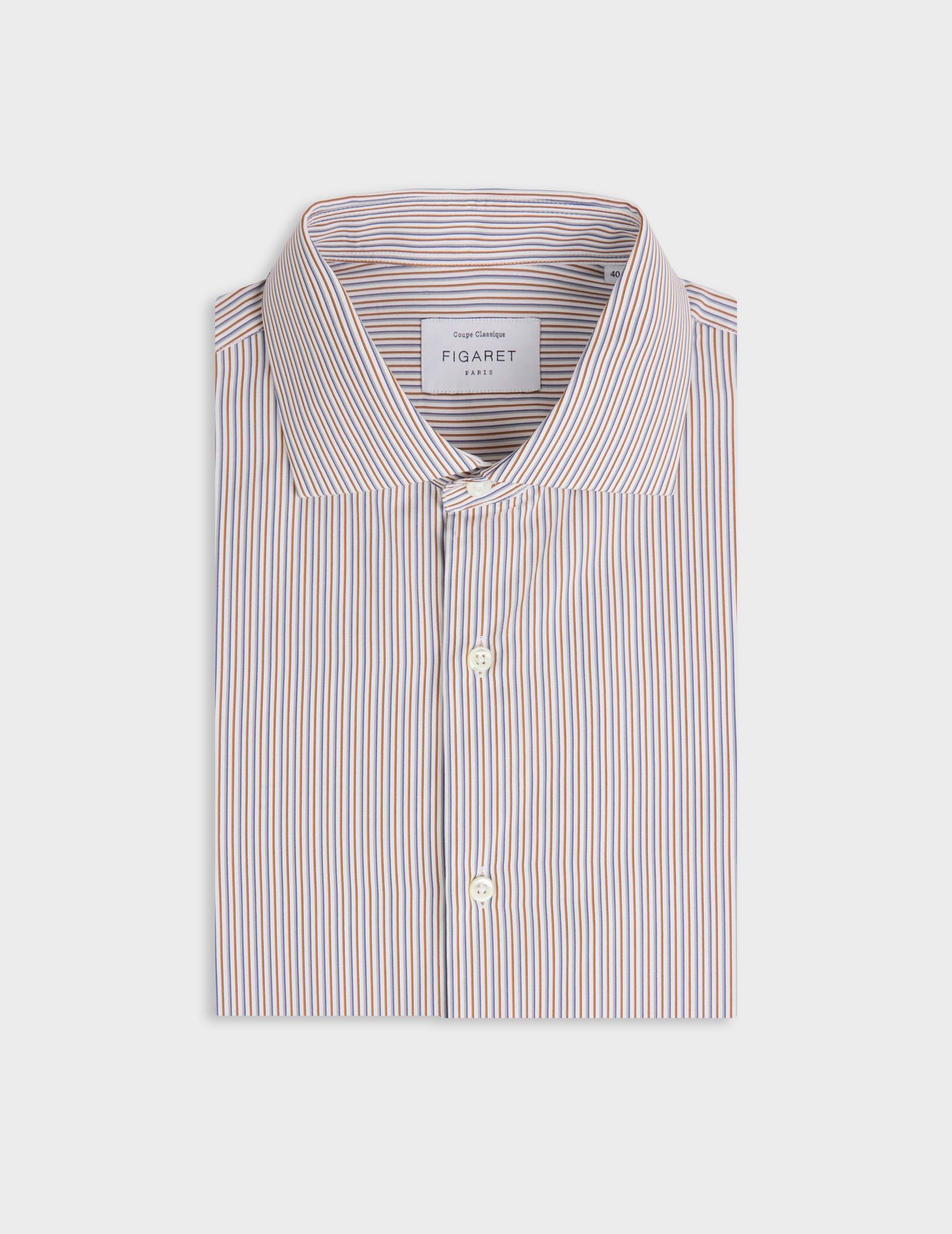 Chemise classique rayée - Popeline - Col Italien