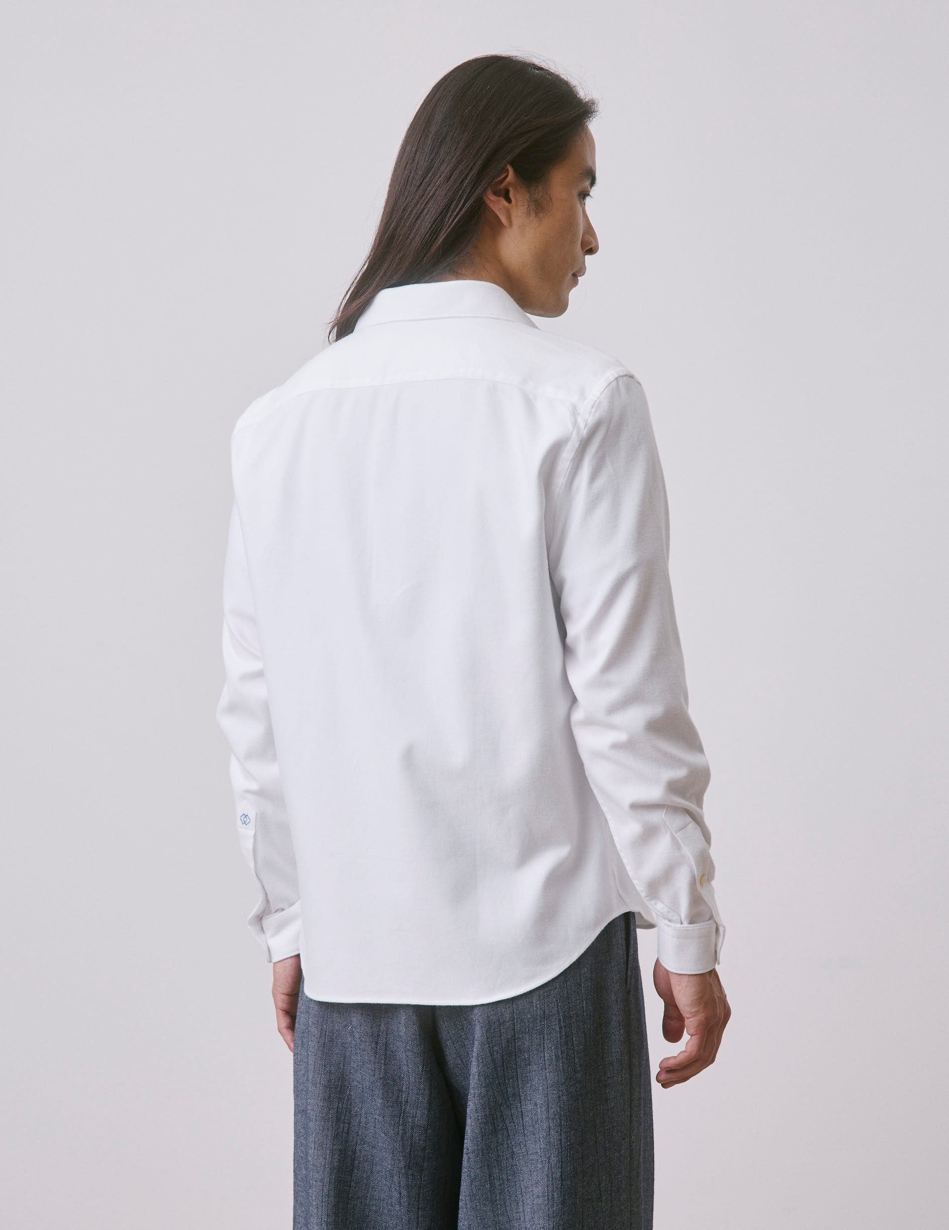 Chemise mixte "Je t'aime" blanche - Oxford gratté - Col Figaret