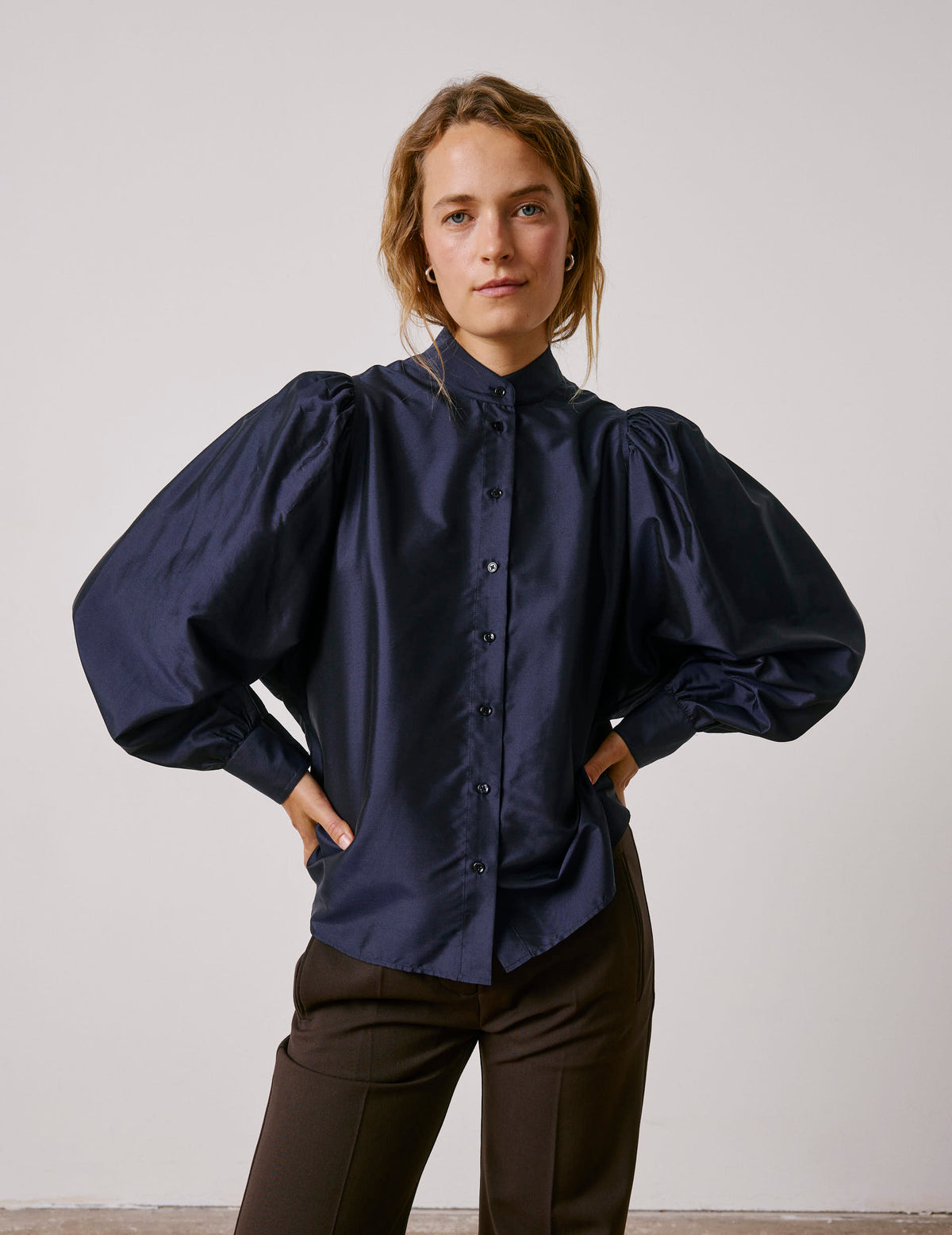 Blue Lanaée shirt - Silk - Officer Collar