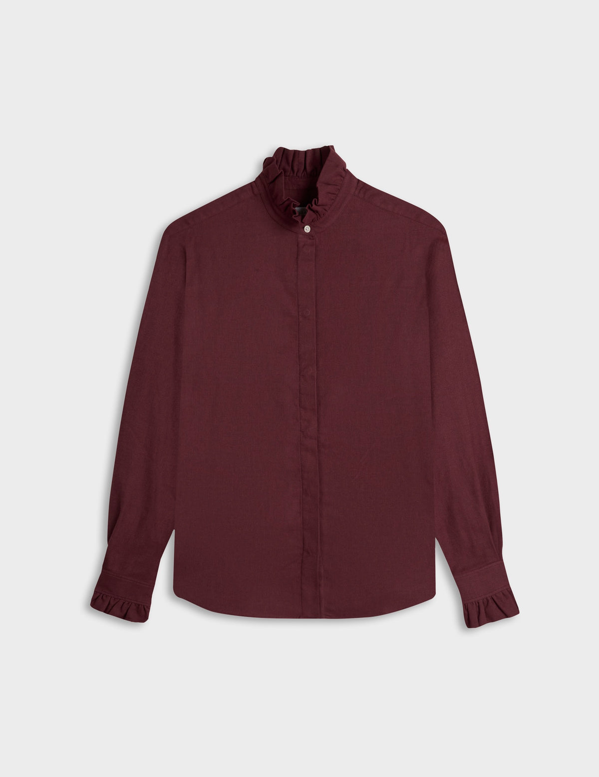 Chemise Laurine en flanelle bordeaux - Flanelle - Col Victorien