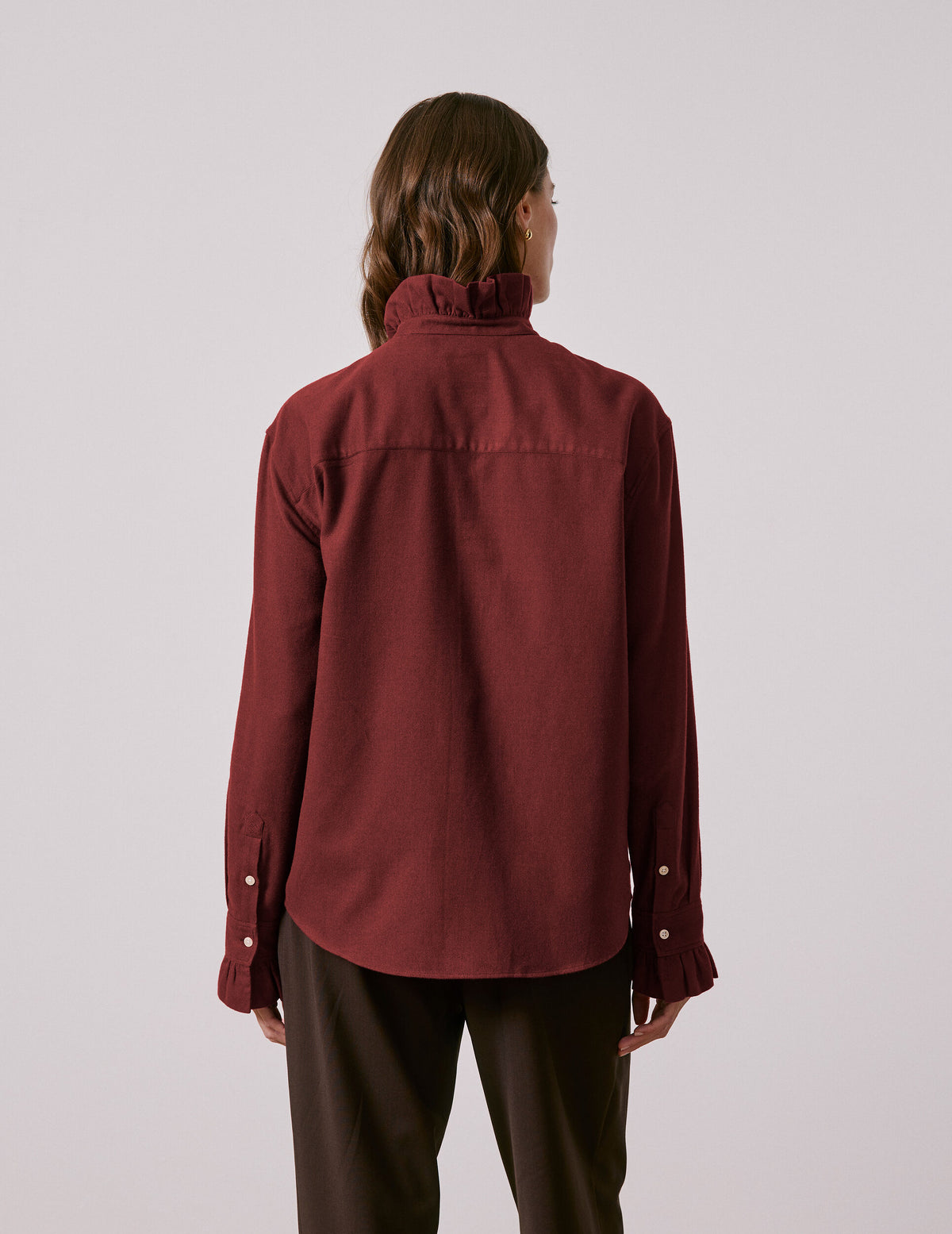 Chemise Laurine en flanelle bordeaux - Flanelle - Col Victorien