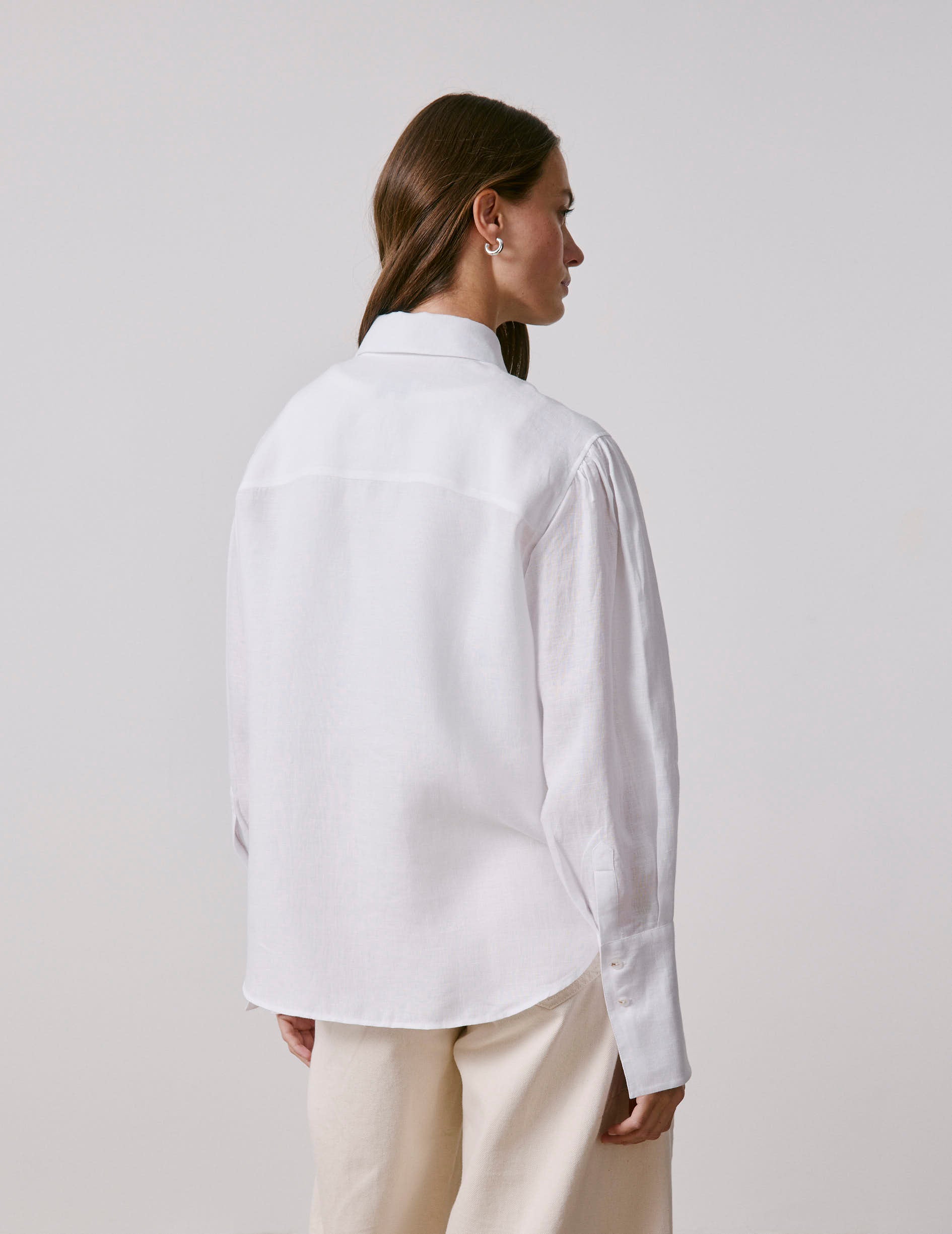 White linen Lexie shirt - Linen - Shirt Collar