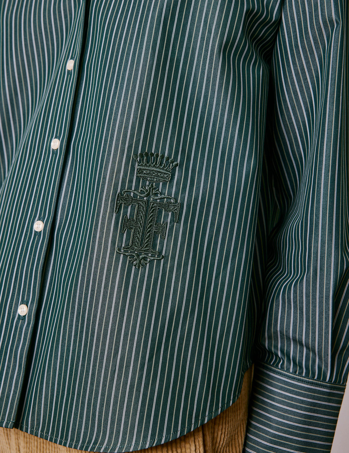 Chemise oversize Lizandra rayée verte - Popeline - Col Chemise