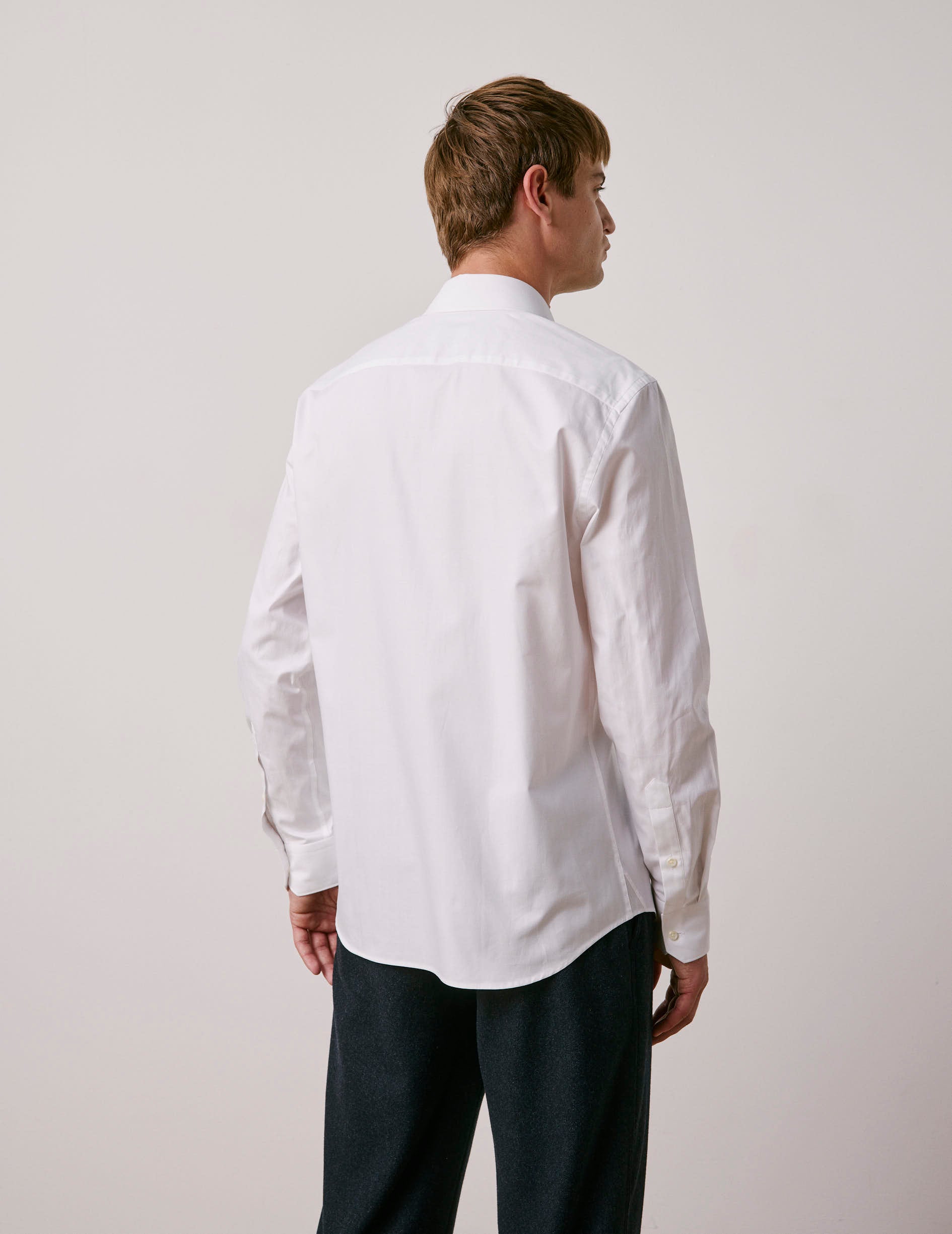 Chemise semi-ajustée blanche - Chevron - Col Majestueux