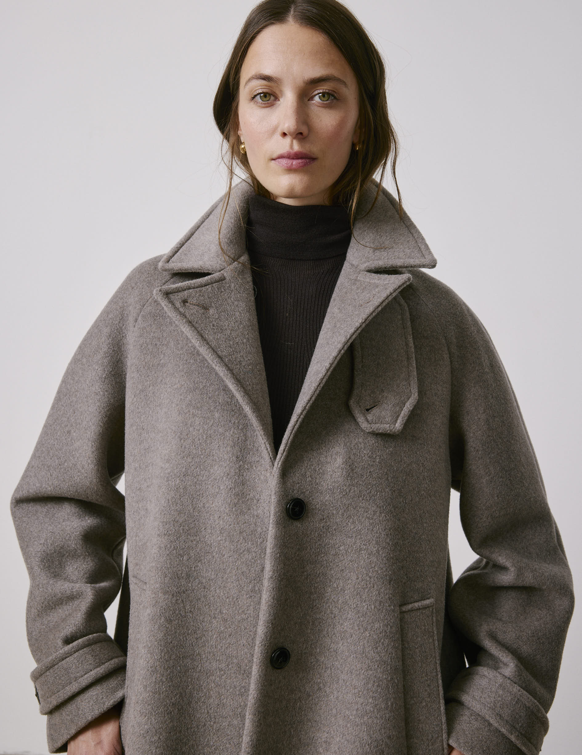 Manteau Marielle en laine taupe