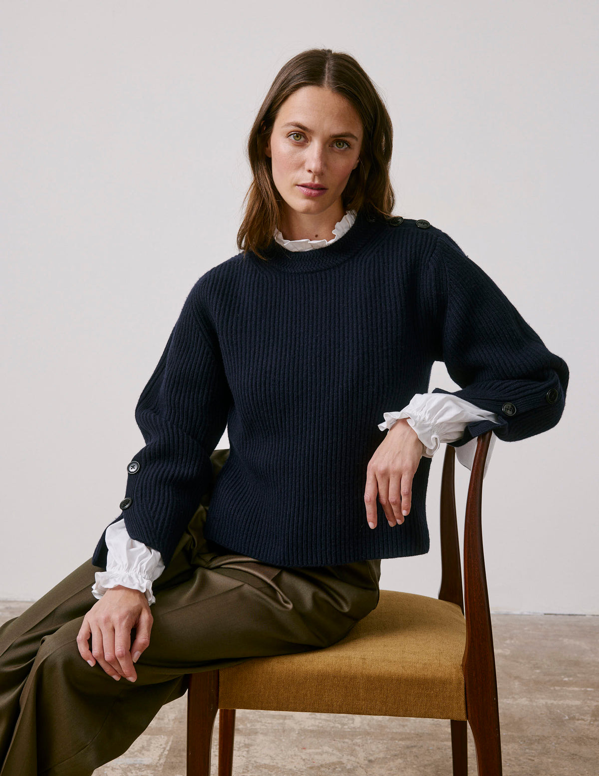 Pull Marino en laine mérinos marine