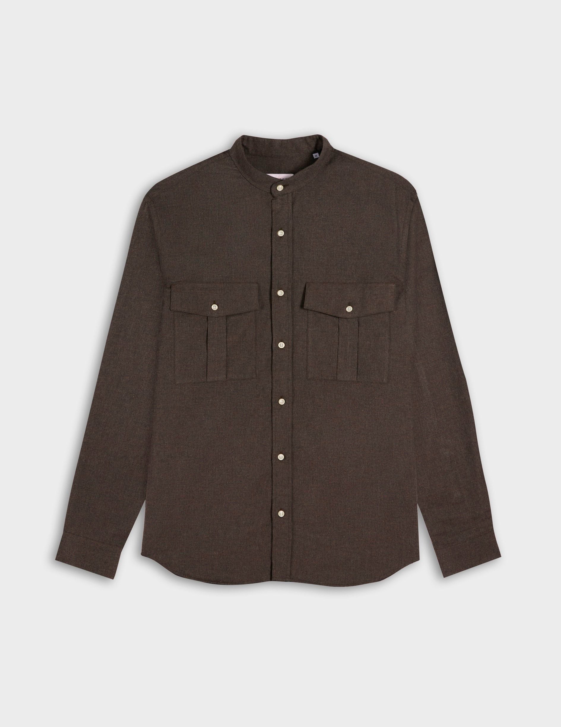 Chemise Mathias en flanelle marron - Flanelle - Col Officier