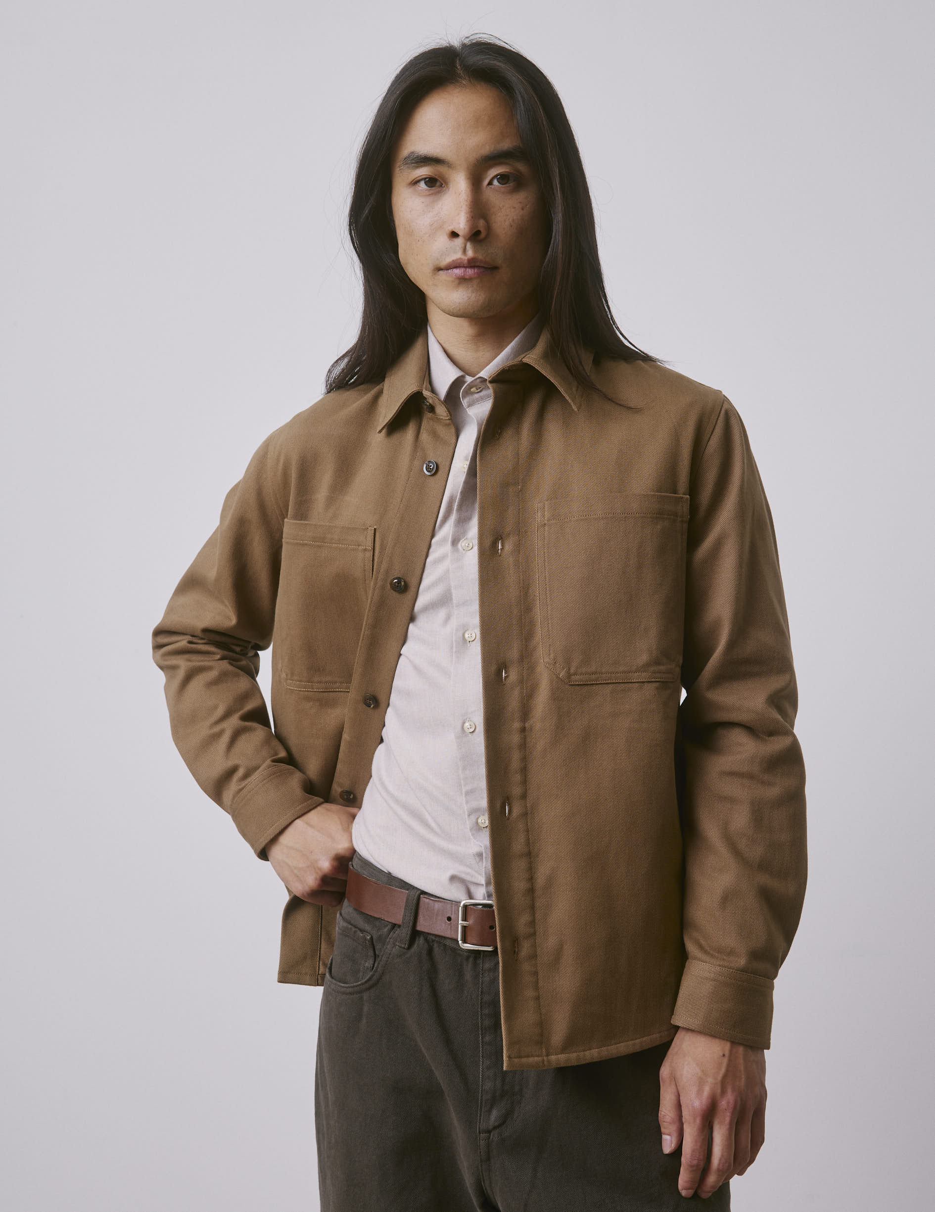 Surchemise Milan camel - Twill - Col Chemise