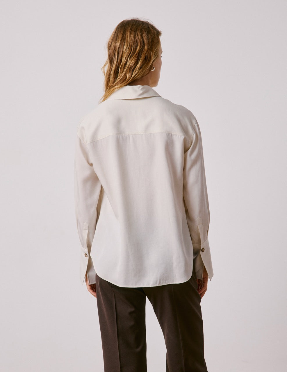 Chemise Mila en lyocell beige - Lyocell - Col Chemise