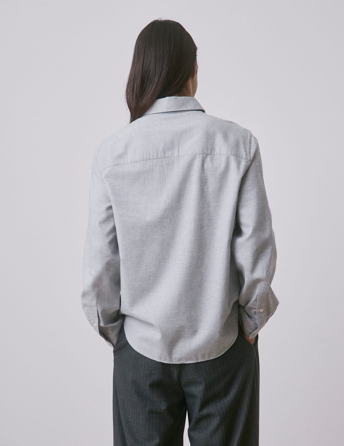 Light grey flannel and cashmere Néandro shirt - Flannel - Prodigious Collar
