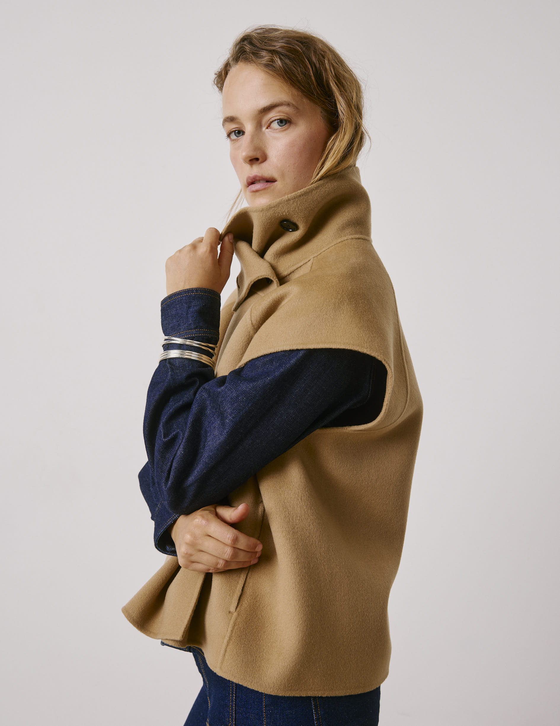 Veste Neyla en laine double face beige