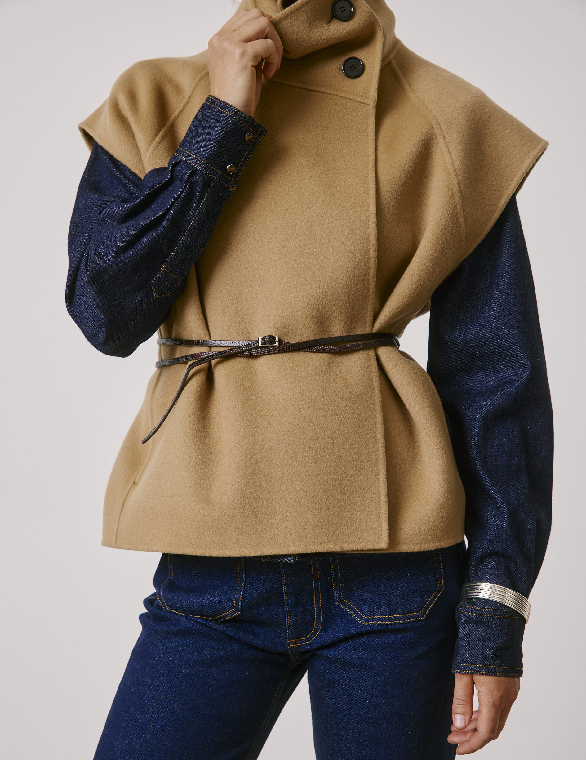 Veste Neyla en laine double face beige