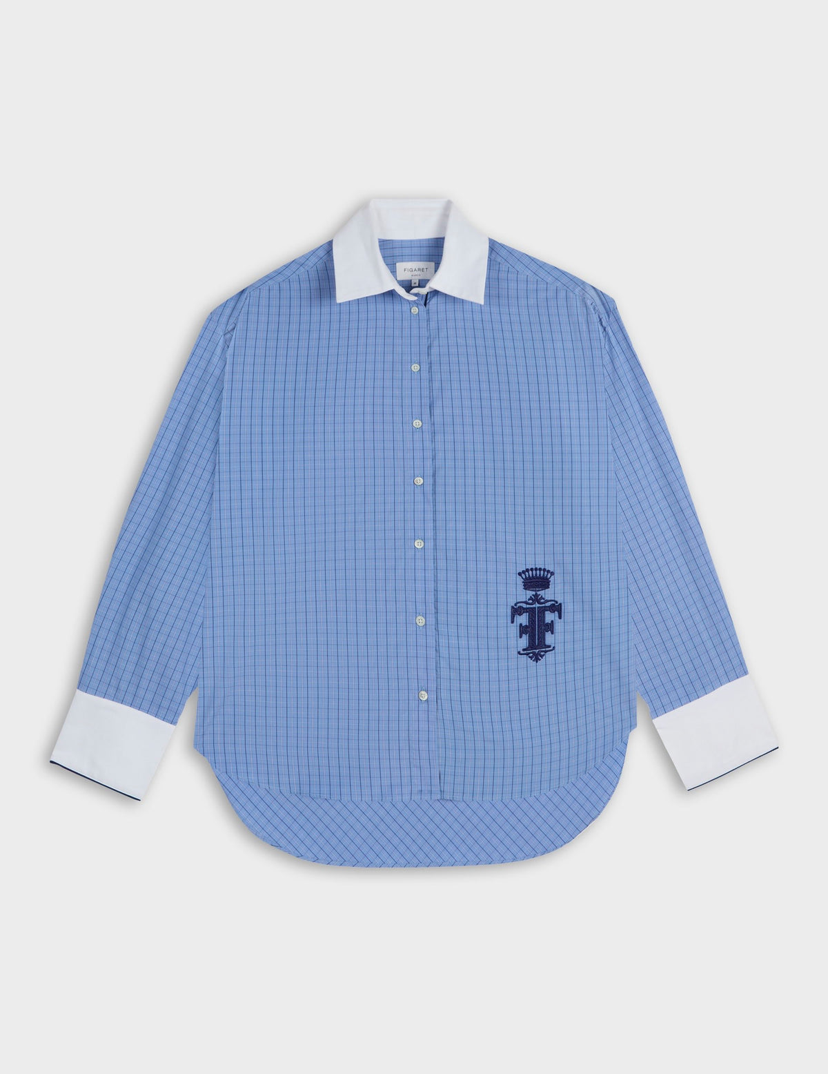 Chemise Nolita à carreaux bleus - Popeline - Col Chemise