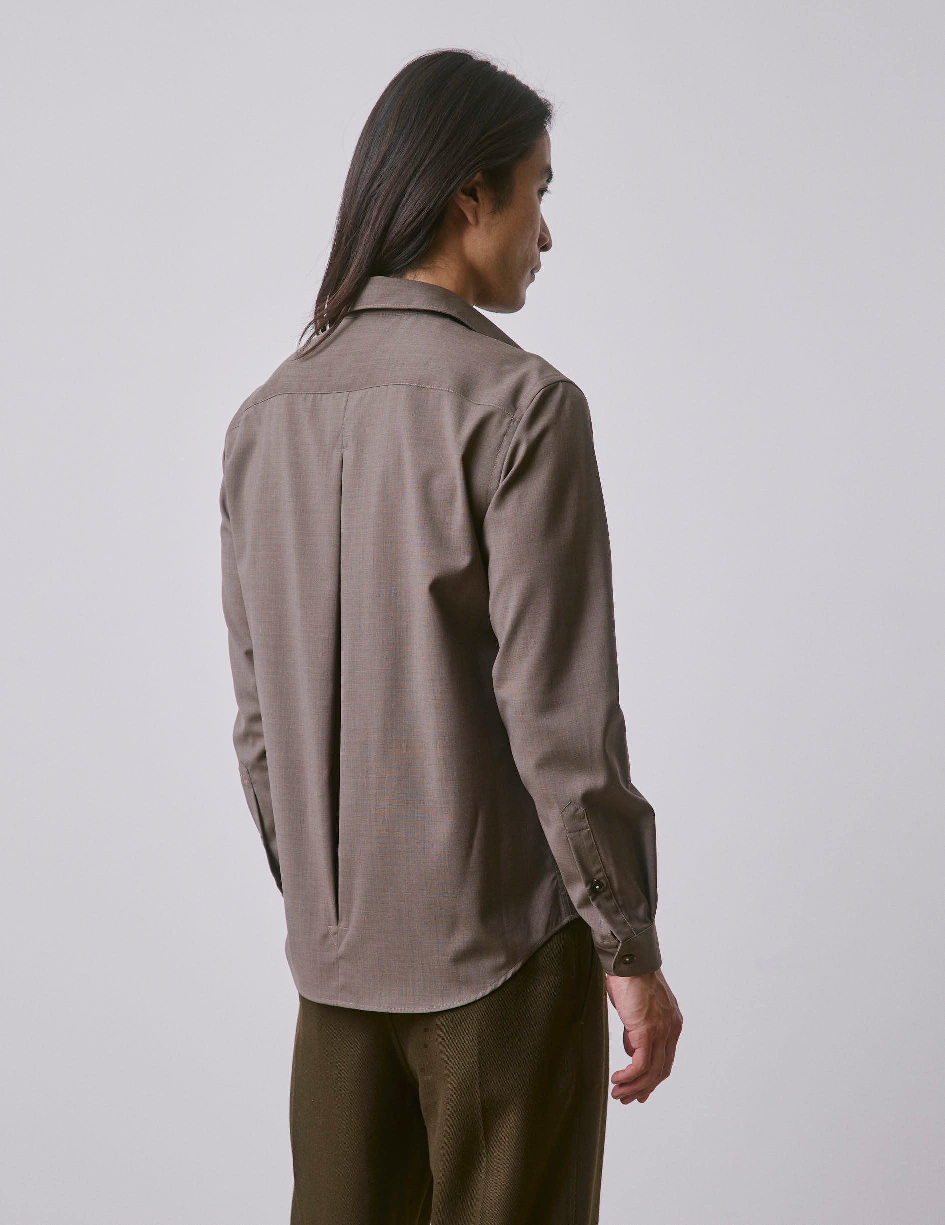 Brown virgin wool Paul shirt - Wool - Prodigious Collar