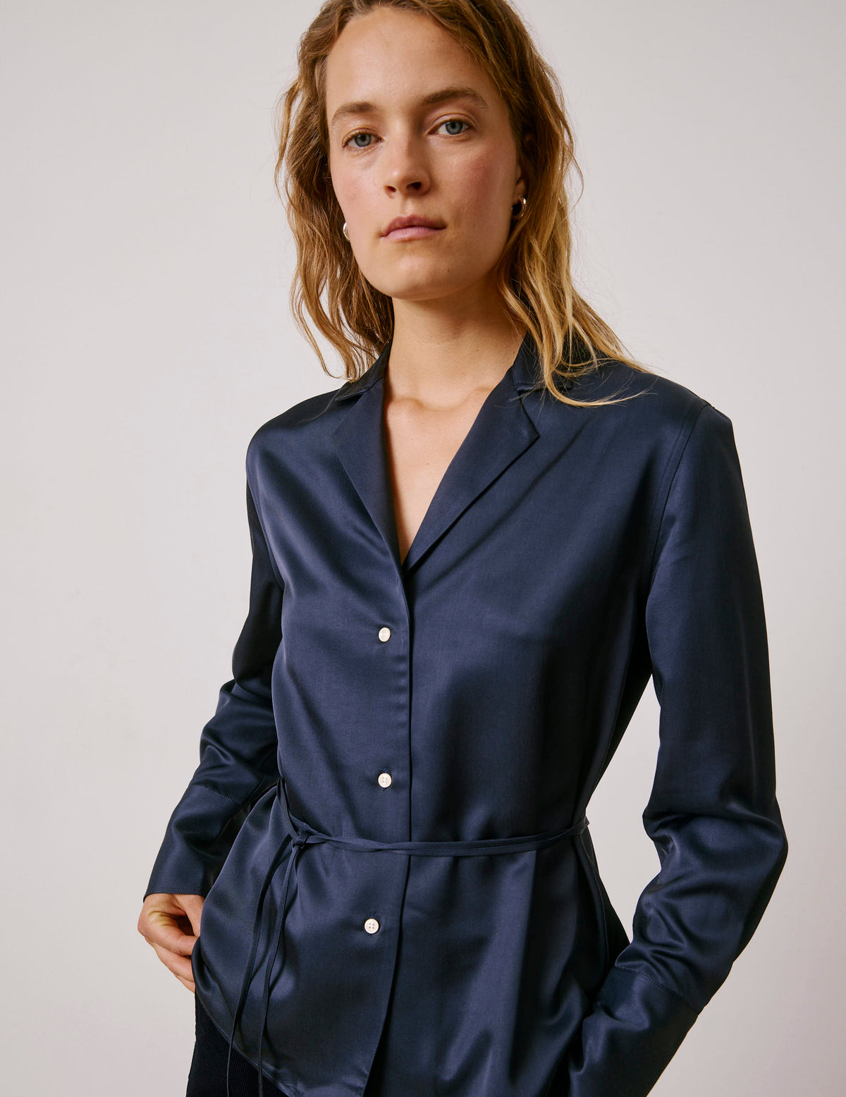 Chemise Paz bleue marine - Viscose - Col Tailleur