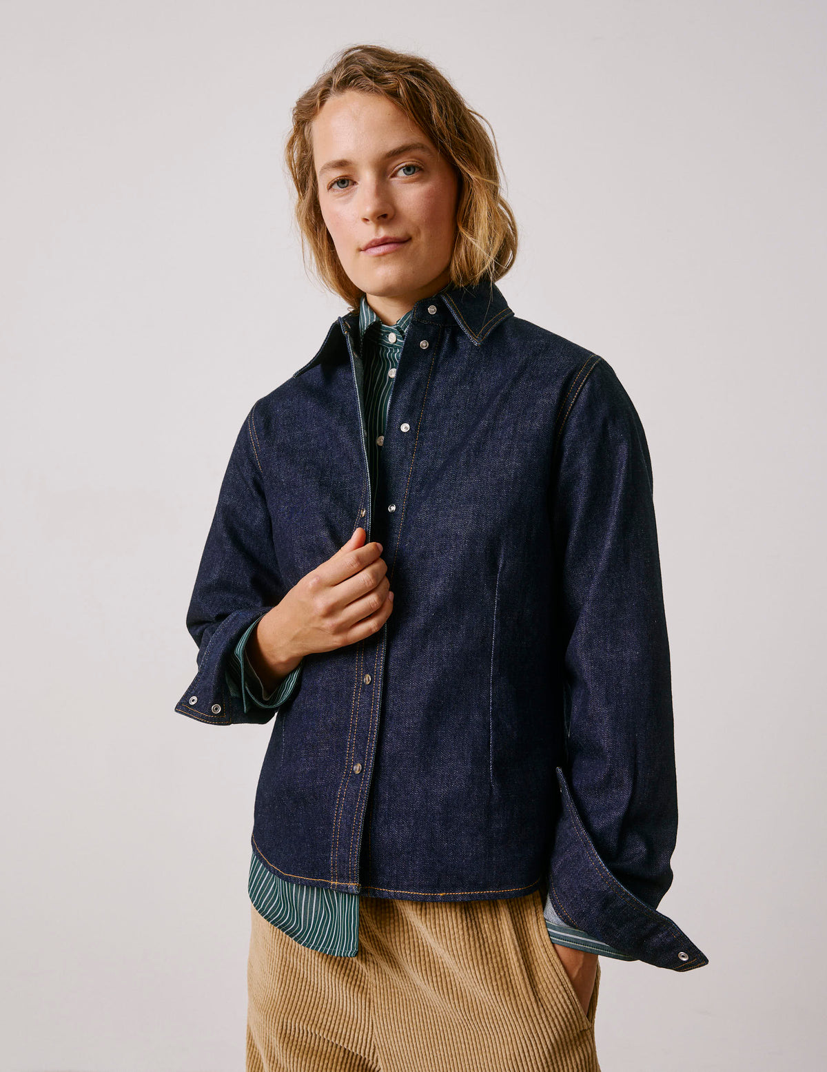Chemise Penny en denim bleu marine - Denim - Col Chemise