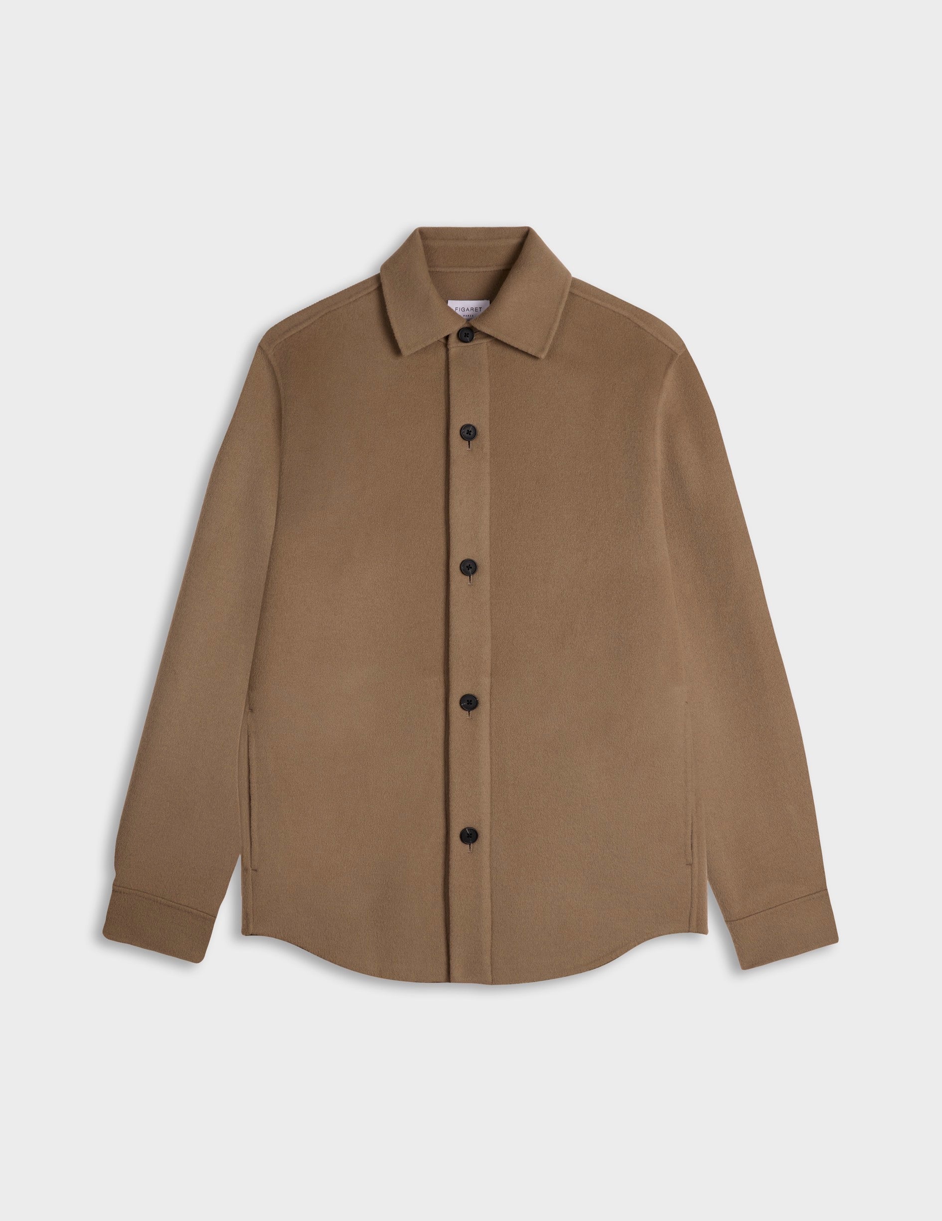 Beige double-faced wool Peter overshirt - Shirt Collar