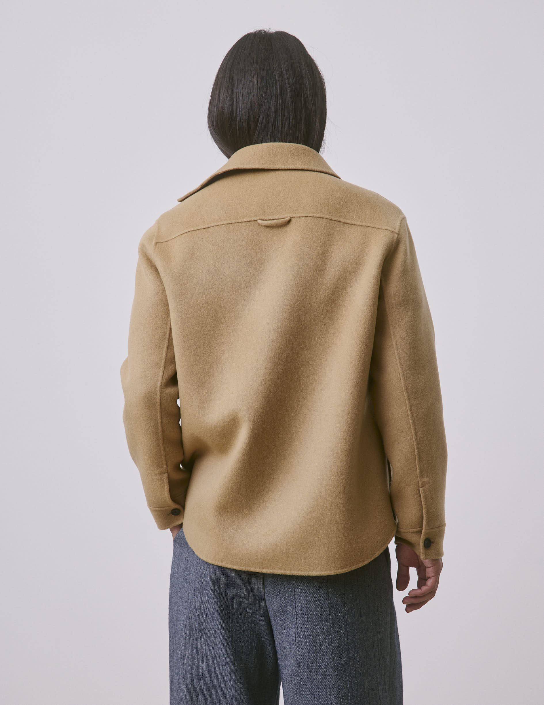 Beige double-faced wool Peter overshirt - Shirt Collar
