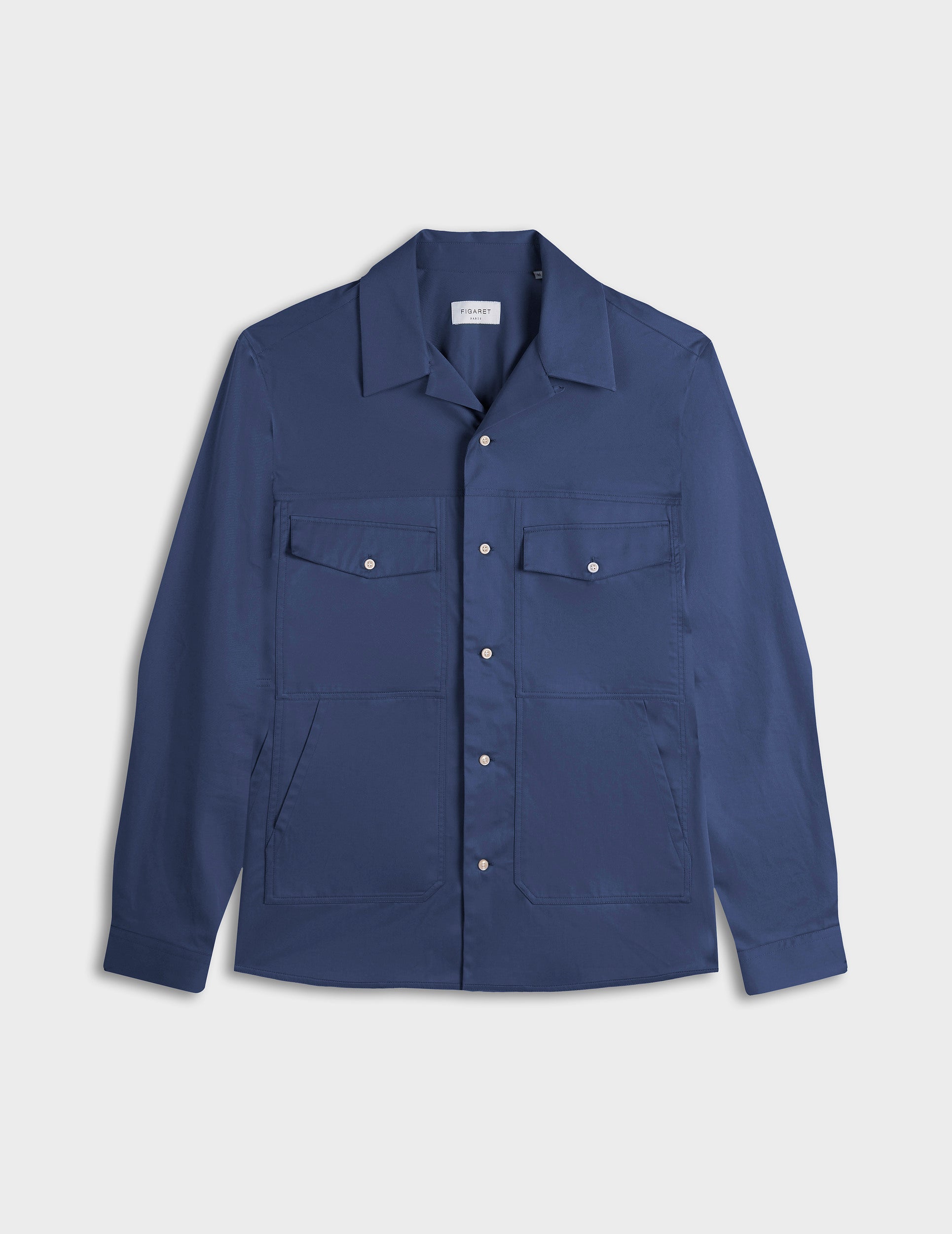 Chemise Pharell bleue - Twill - Col Requin