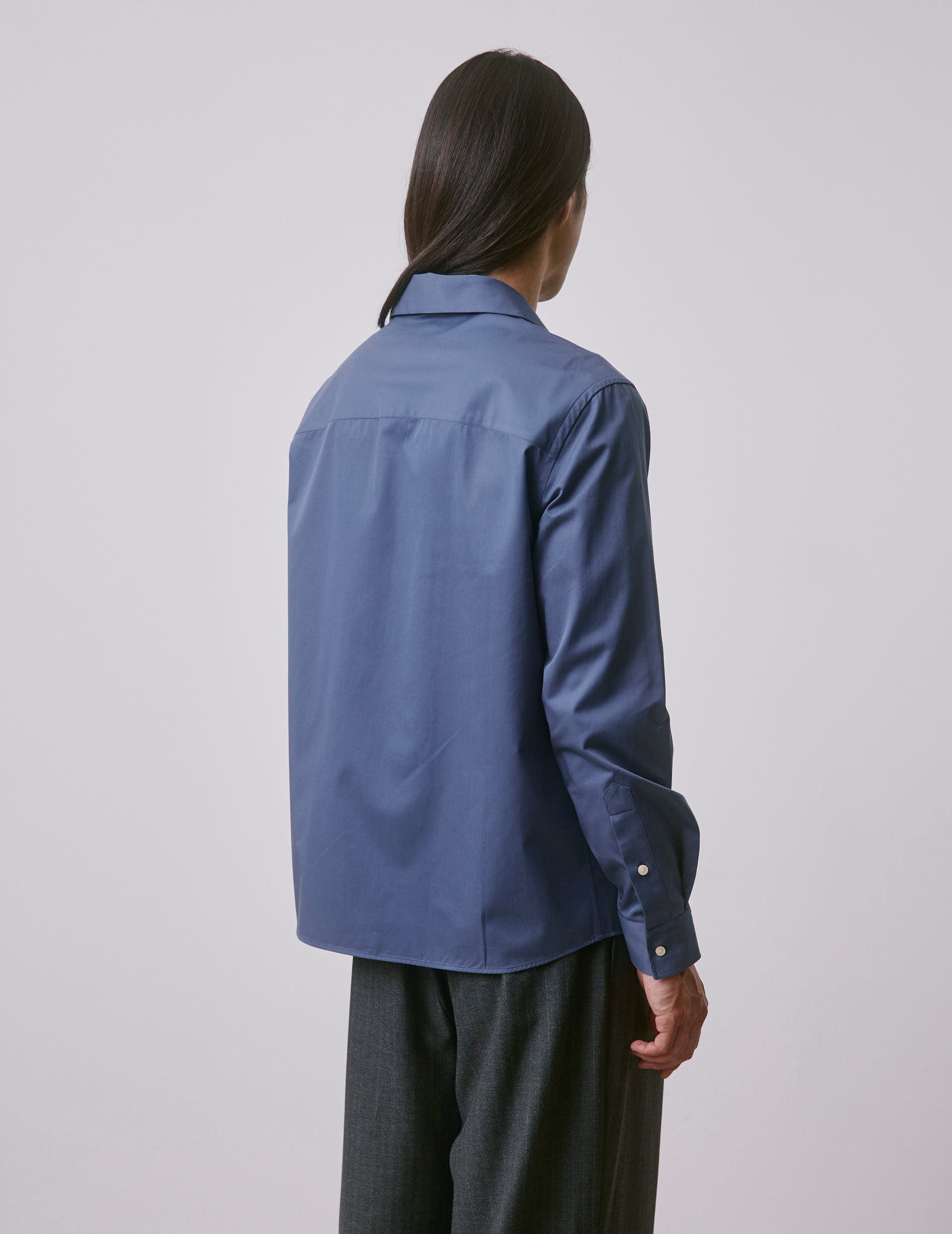 Chemise Pharell bleue - Twill - Col Requin