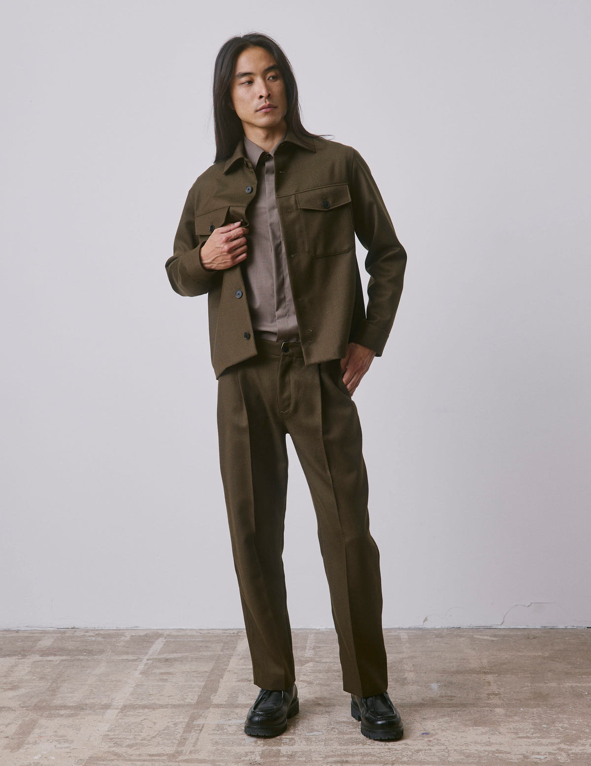 Veste Phileas en laine vierge kaki