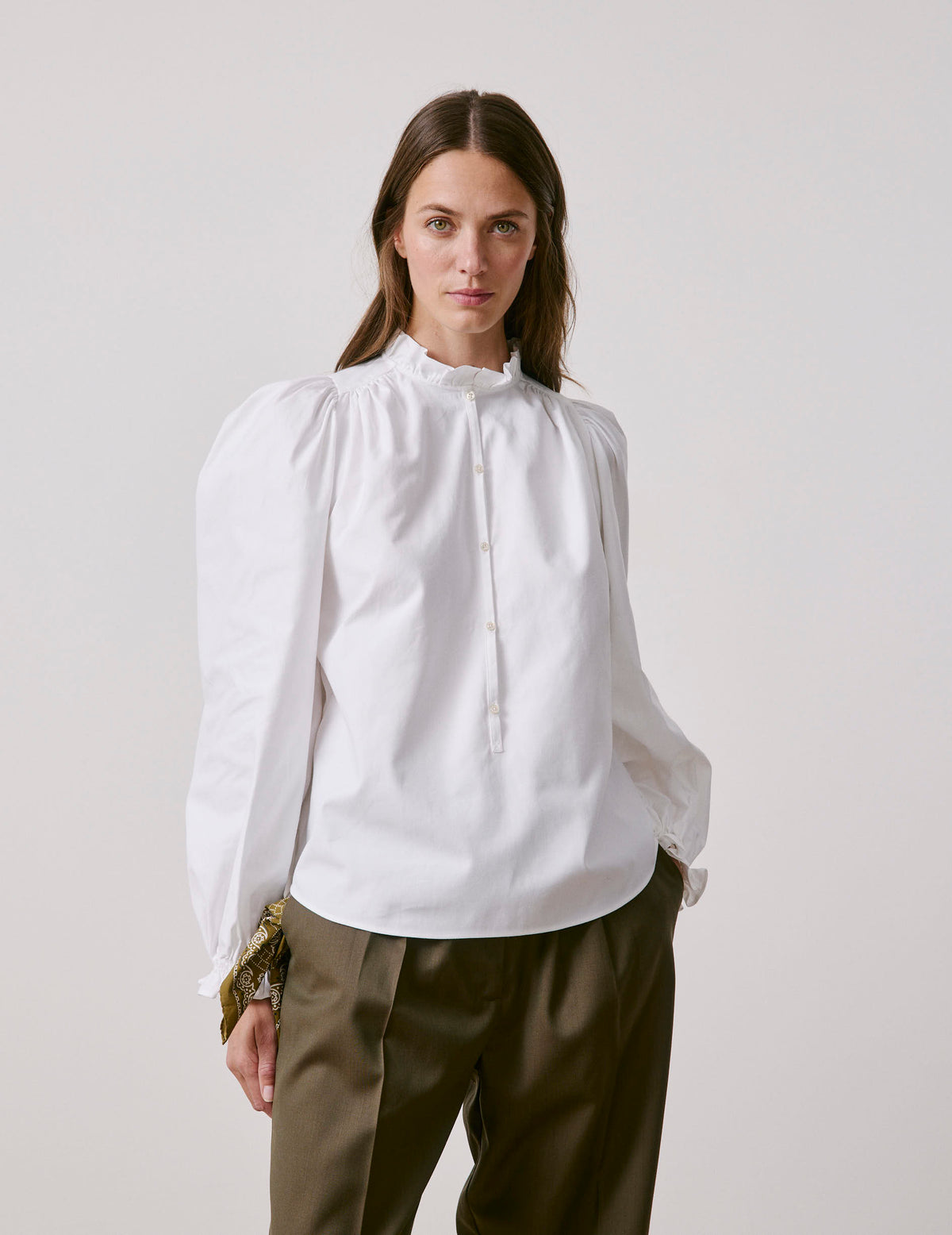 Blouse Phillie blanche - Twill - Col Victorien