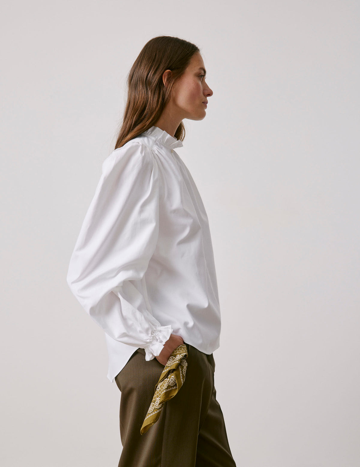 Blouse Phillie blanche - Twill - Col Victorien