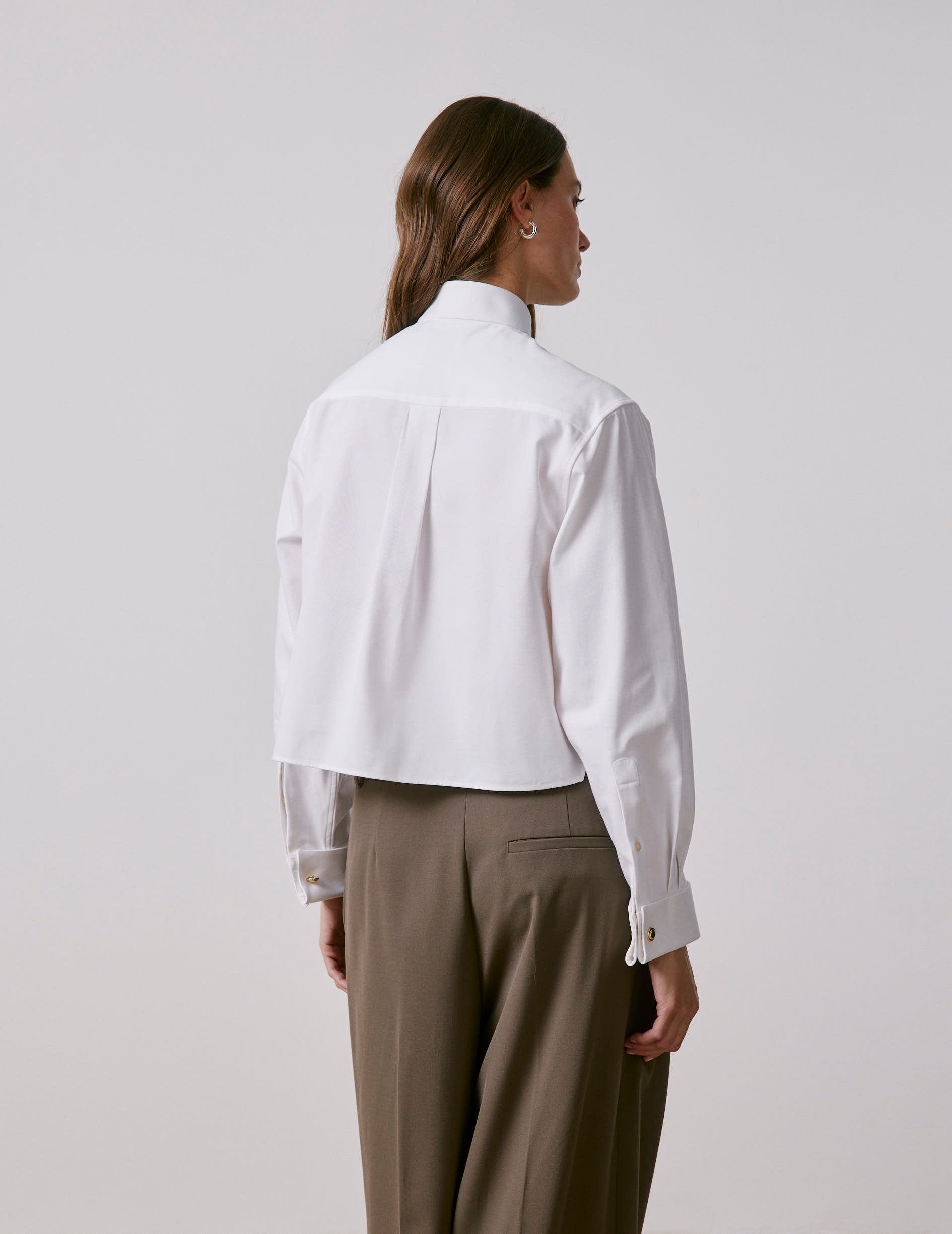 Chemise boxy Preppy blanche - Ottoman - Col Cassé - Poignets Mousquetaires