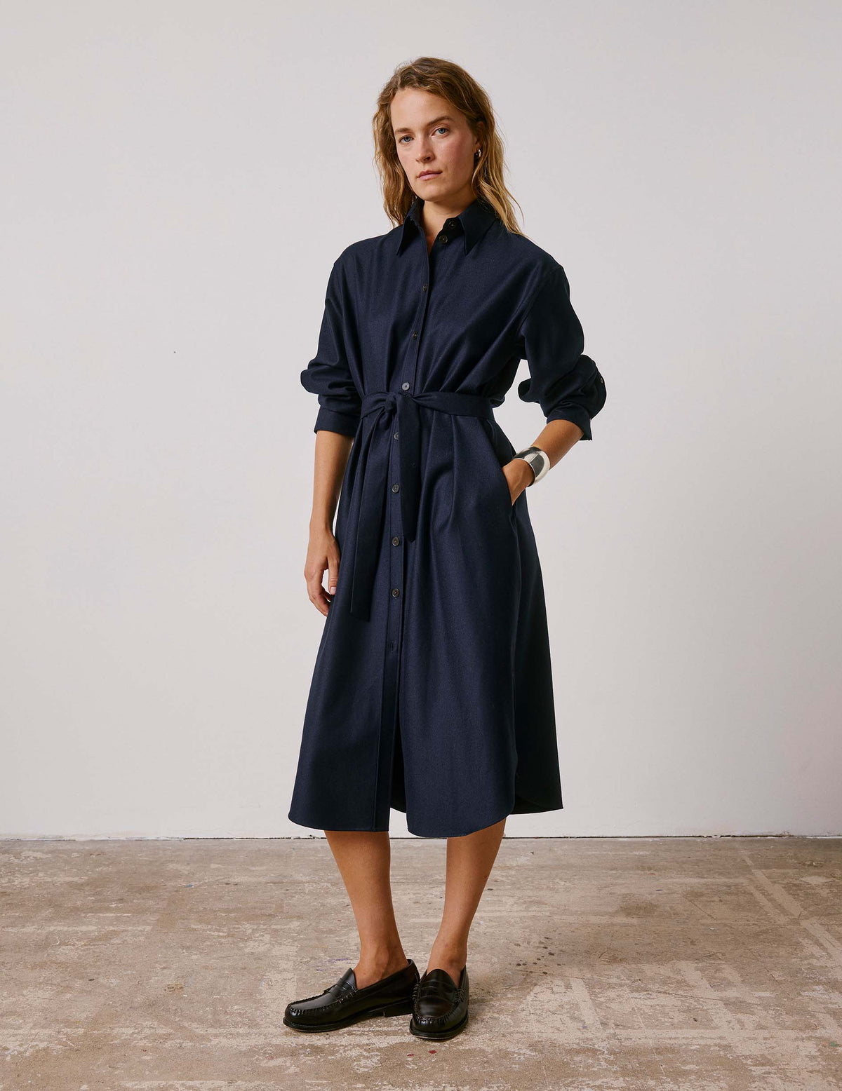 Robe Prudence en laine vierge marine