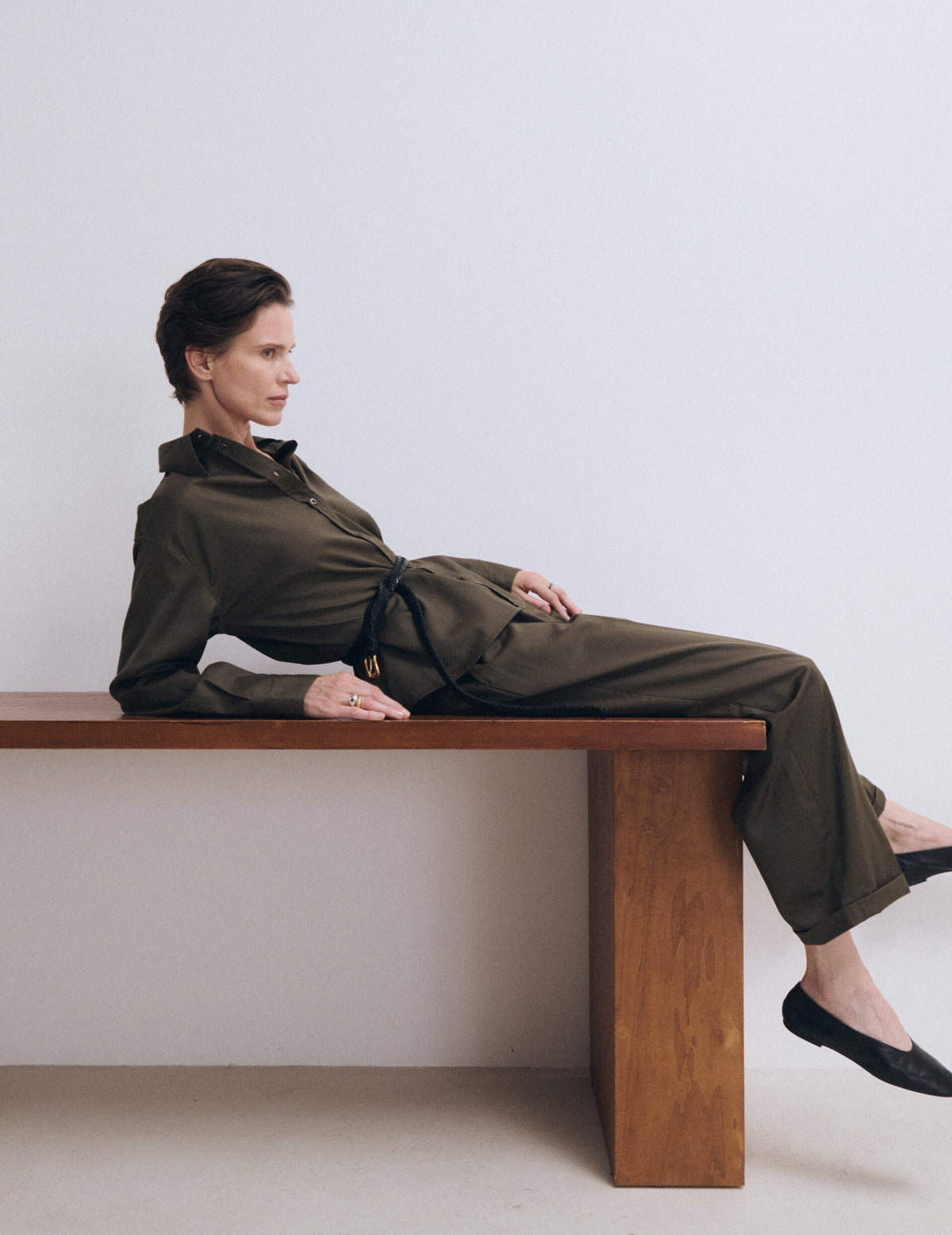 Khaki virgin wool Pippa pants