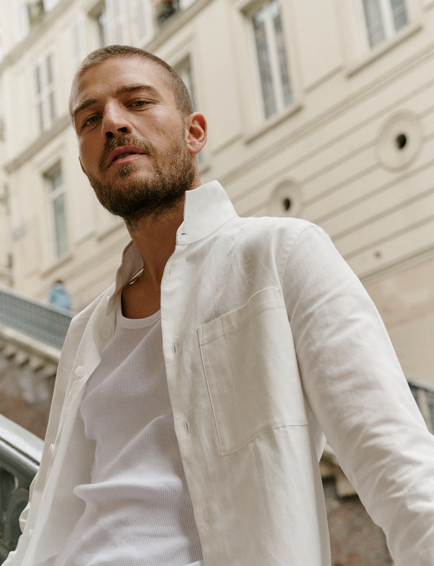 Chemise Montmartre blanche - Lin - Col Droit montant