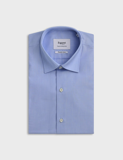 Semi-Fitted blue wrinkle-free shirt