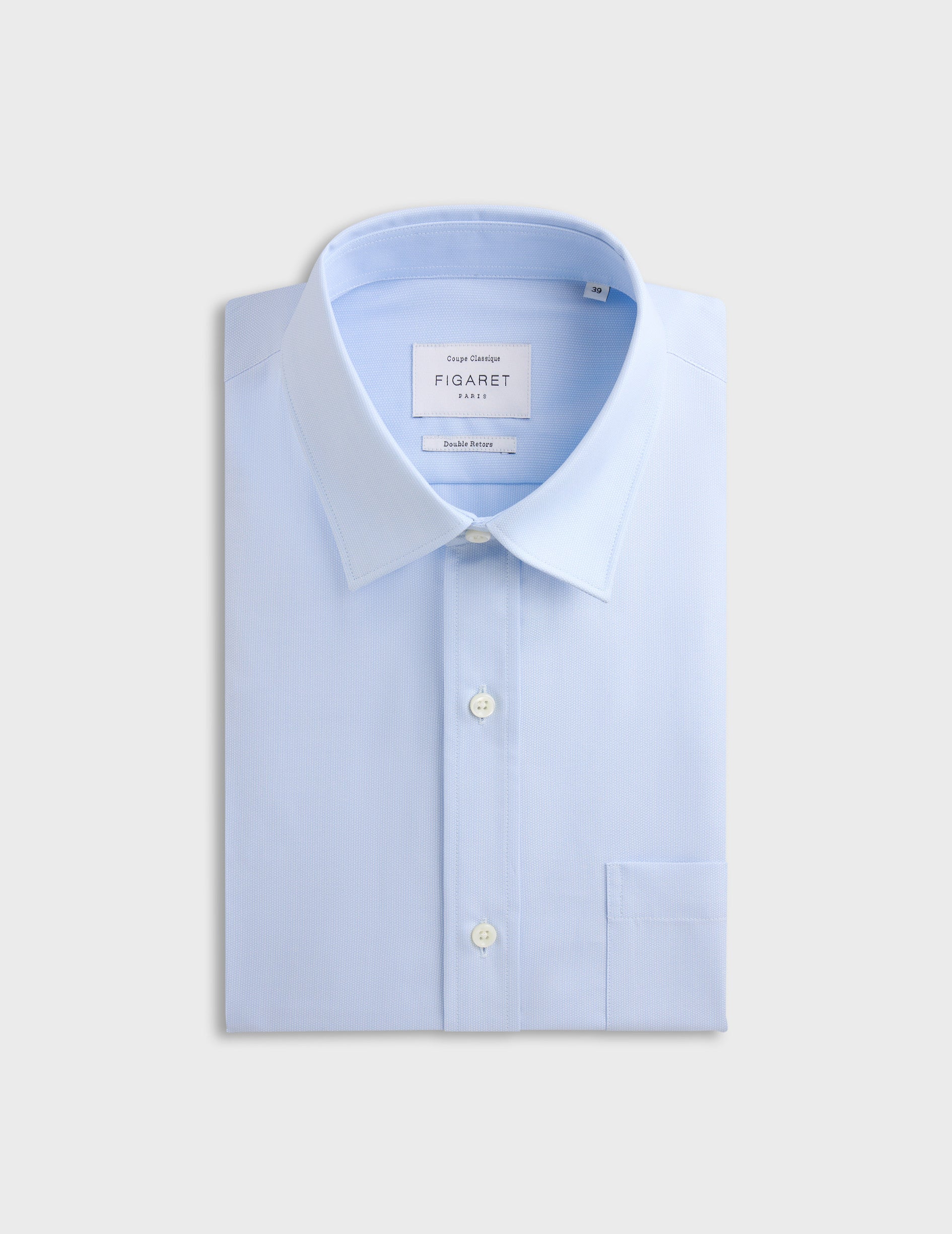 Chemise Classique bleue Façonné Col Figaret