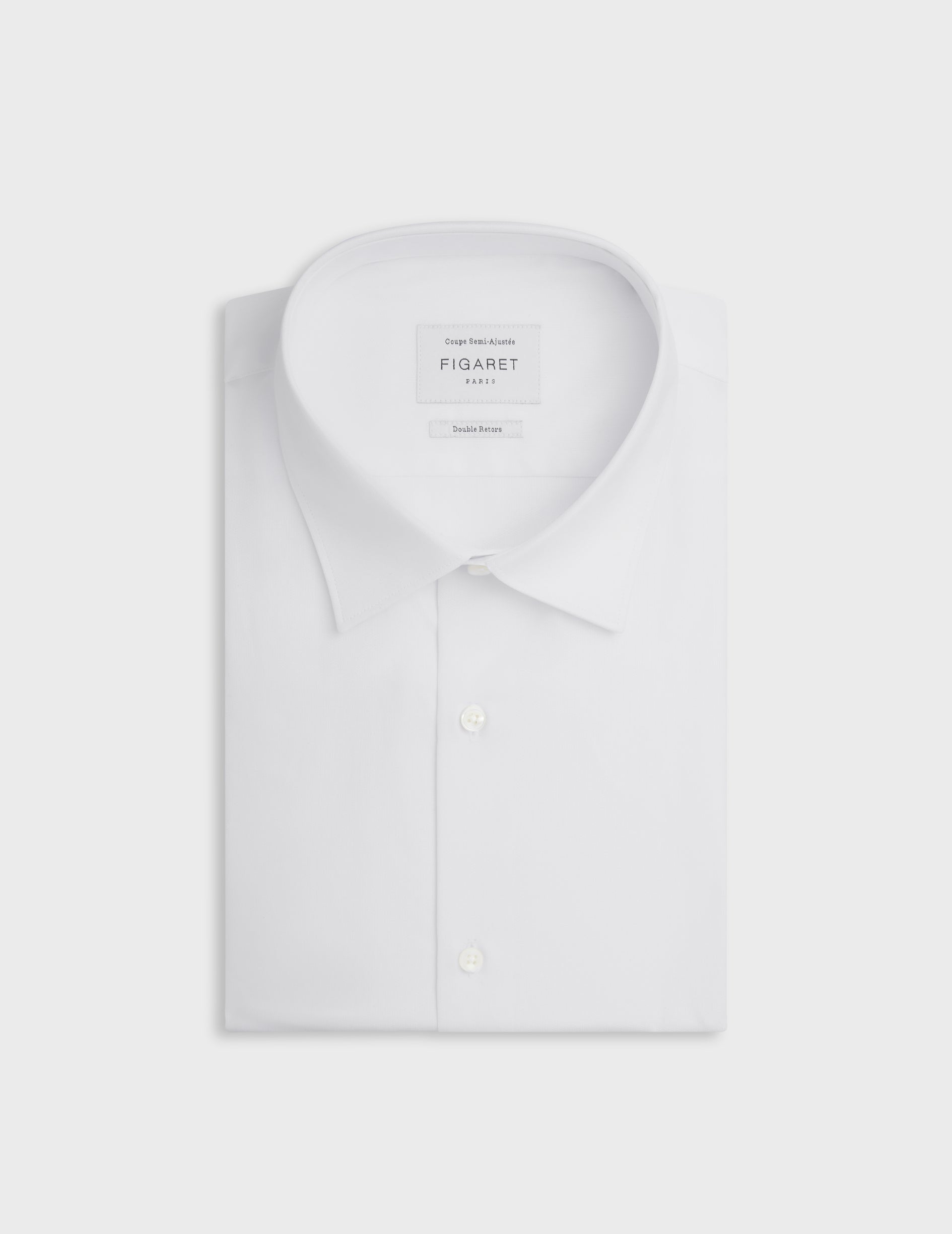 Chemise Semi-ajustée blanche - Façonné - Col Figaret - Poignets Mousquetaires