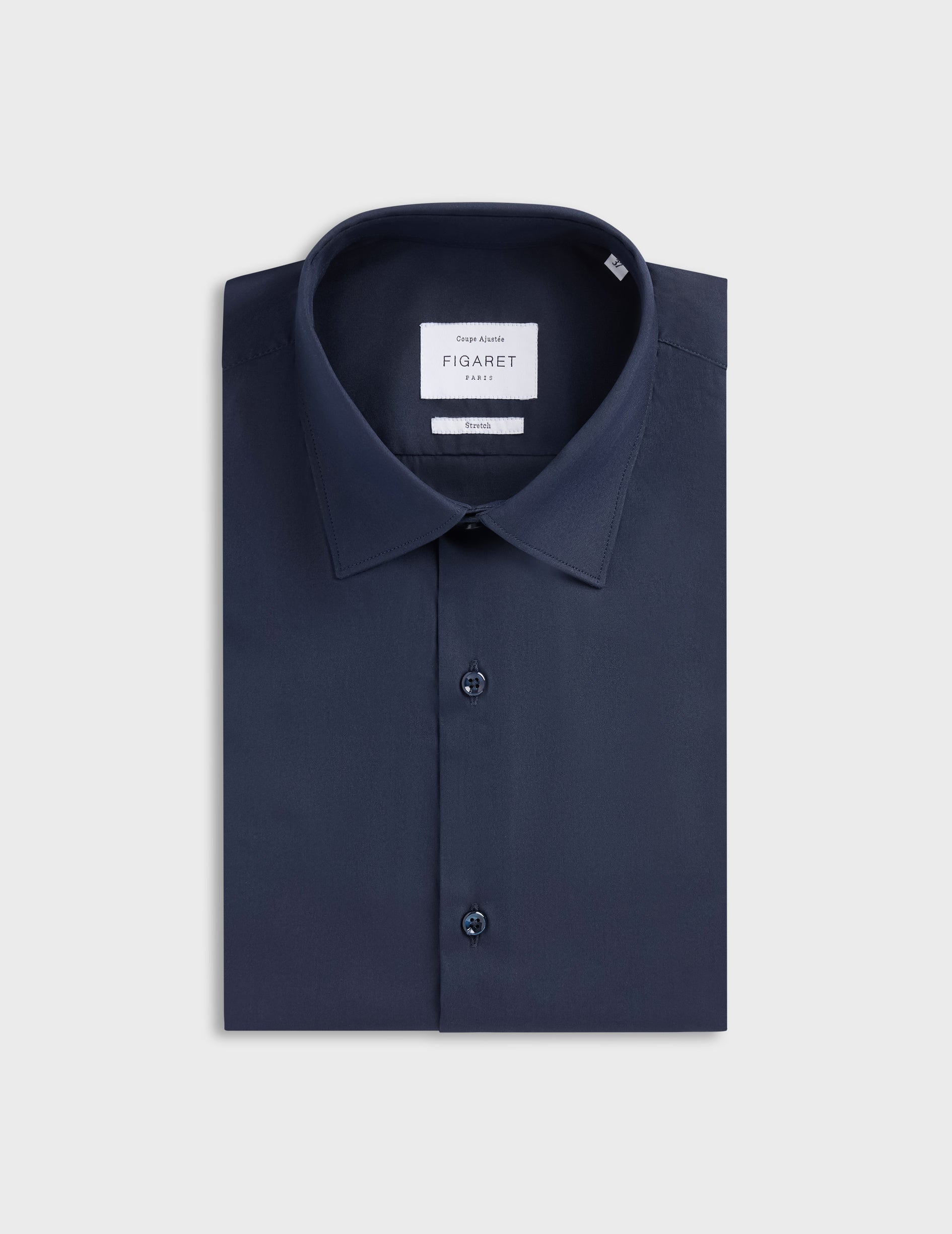 slim fit dress slacks Fitted navy stretch shirt - Poplin