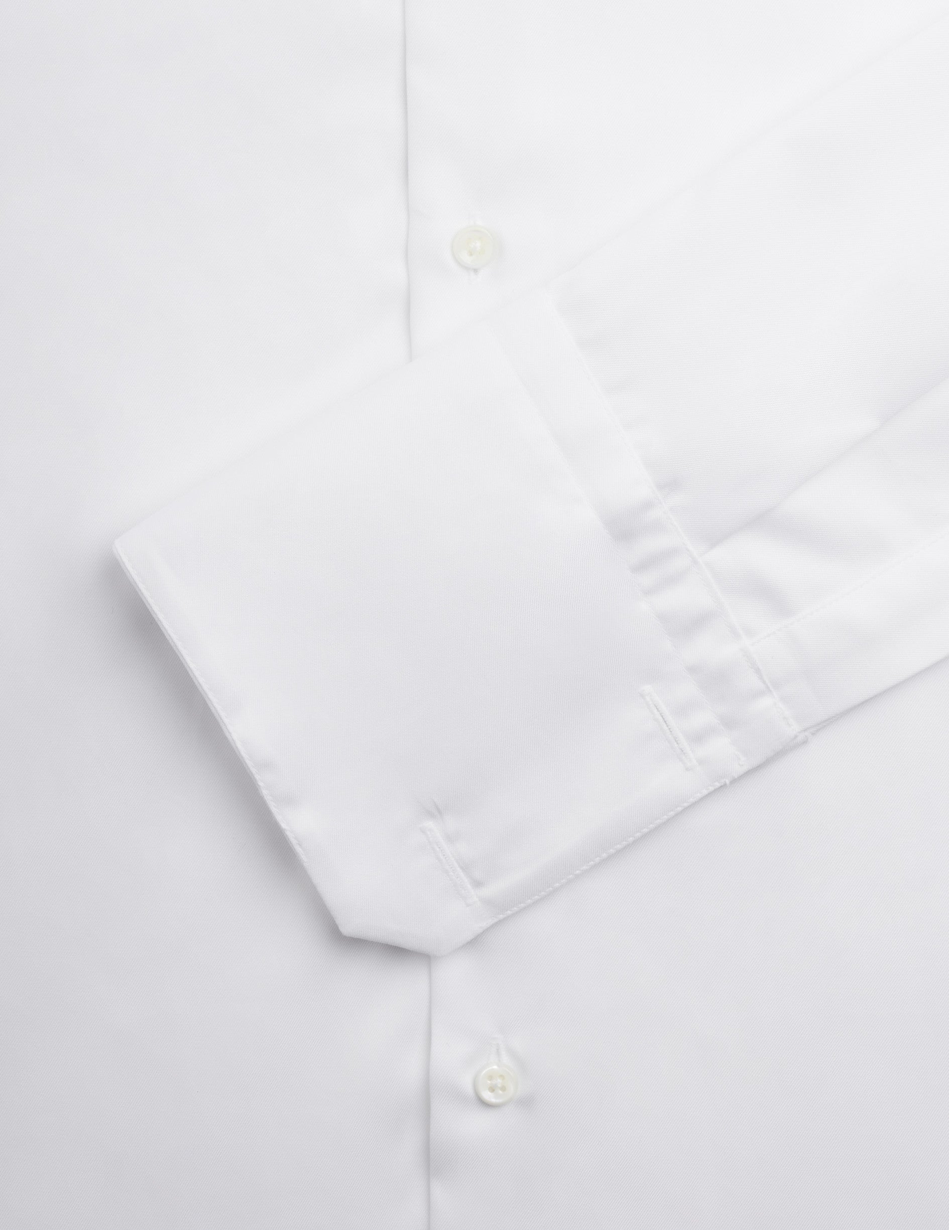 Chemise Semi-ajustée blanche - Twill - Col Italien - Poignets Mousquetaires