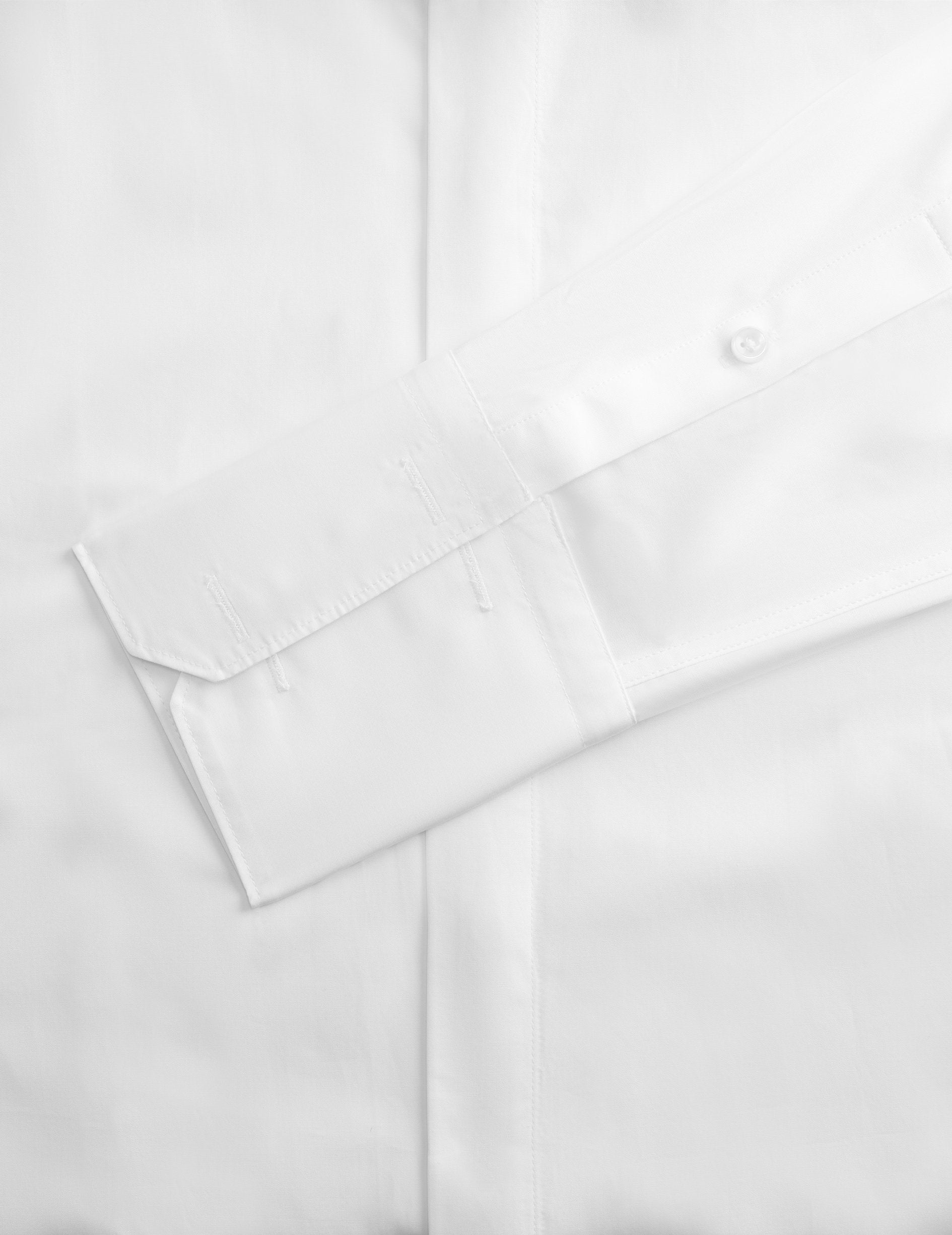 Chemise Semi-ajustée gorge cachée blanche - Popeline - Col Figaret - Poignets Mousquetaires